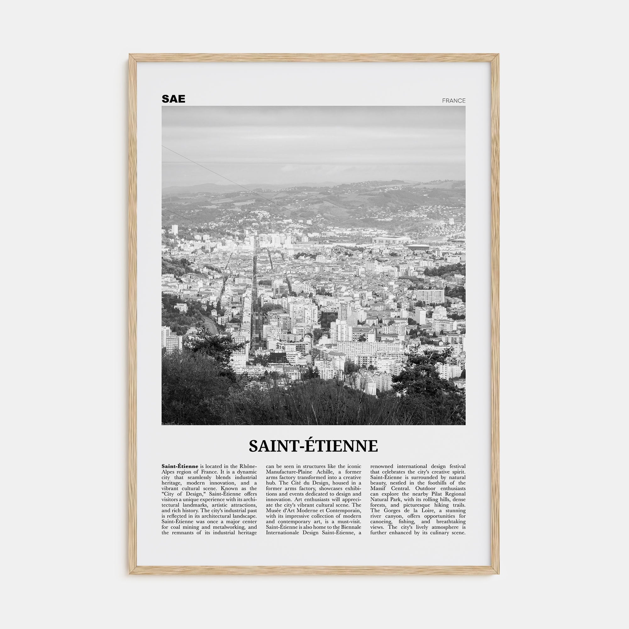 Saint-Étienne Travel B&W Poster