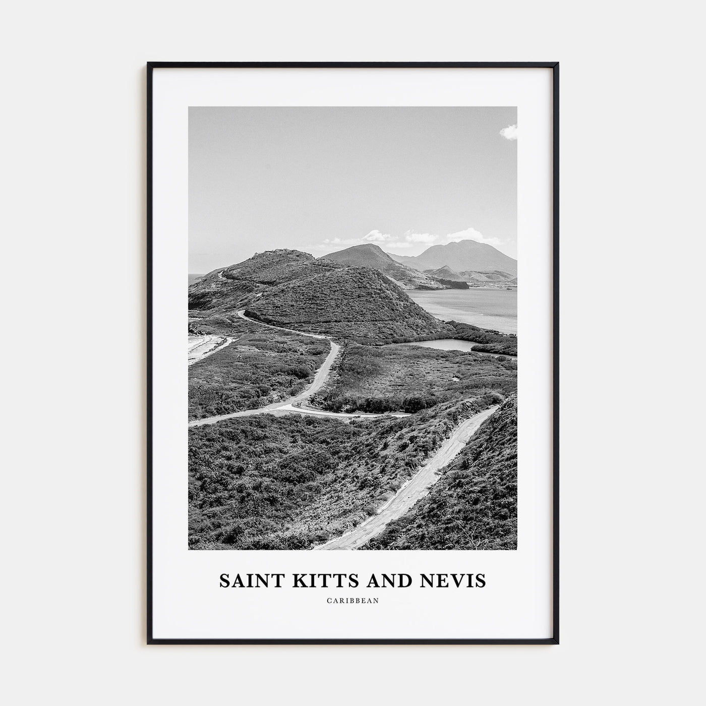 Saint Kitts and Nevis Portrait B&W Poster
