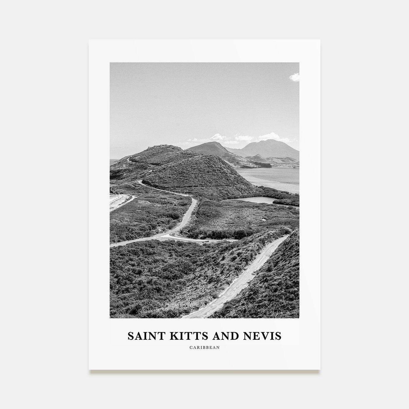 Saint Kitts and Nevis Portrait B&W Poster