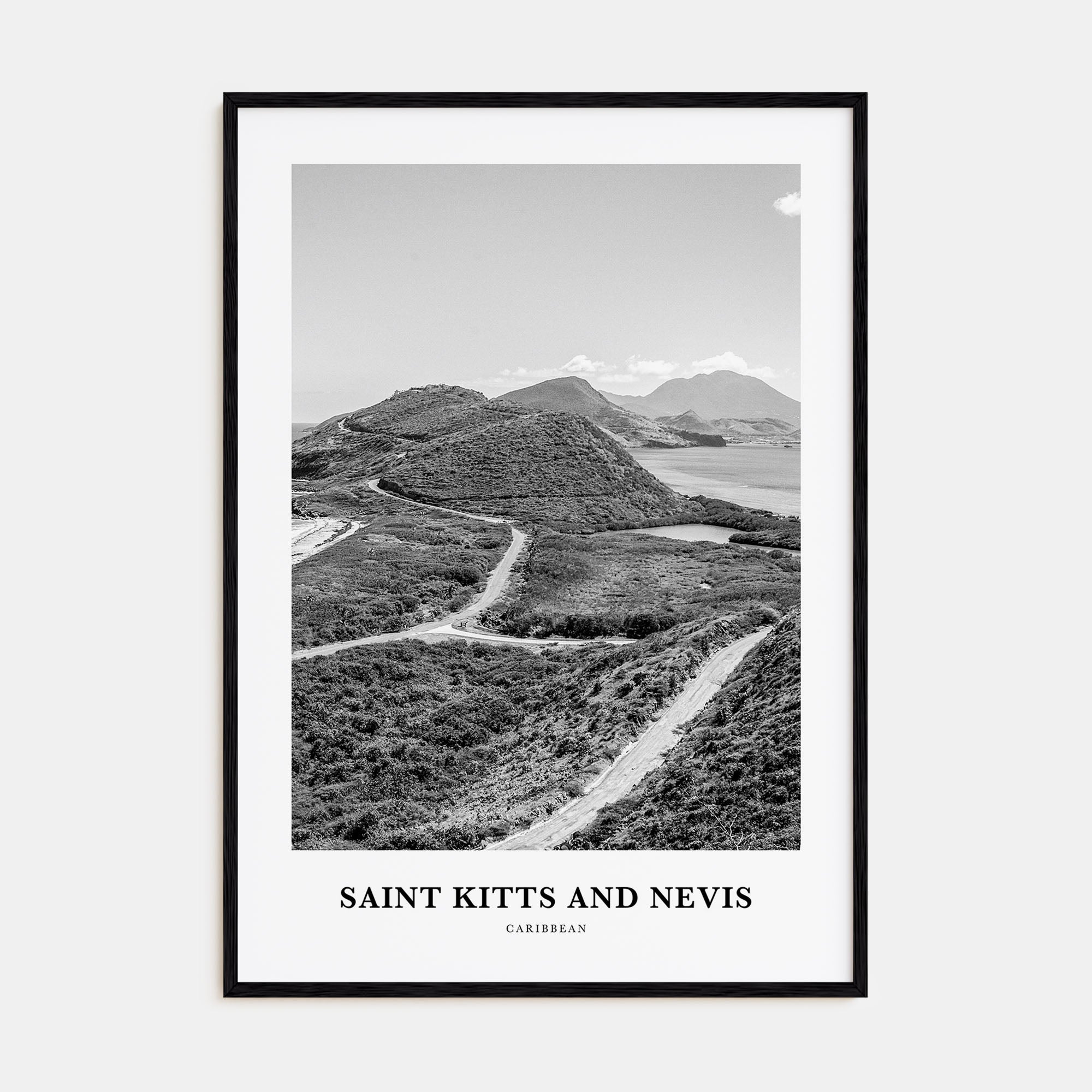 Saint Kitts and Nevis Portrait B&W Poster