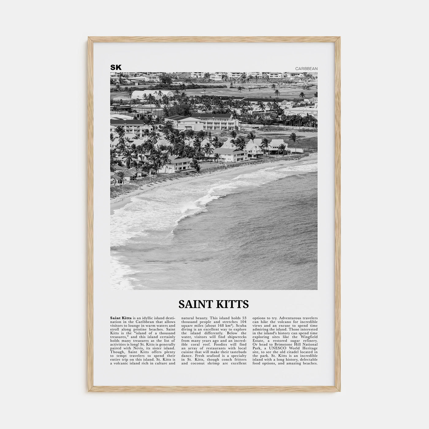 Saint Kitts Travel B&W Poster