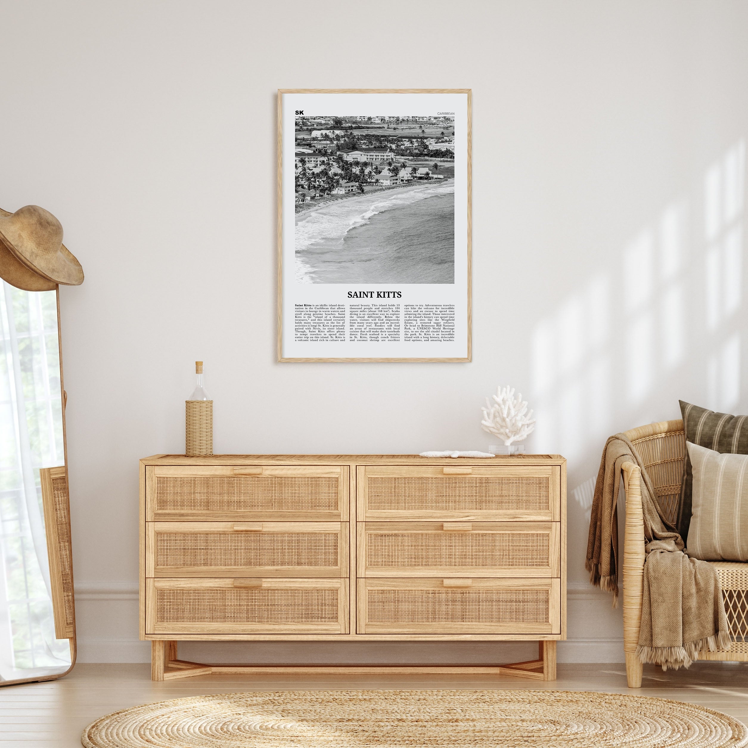 Saint Kitts Travel B&W Poster