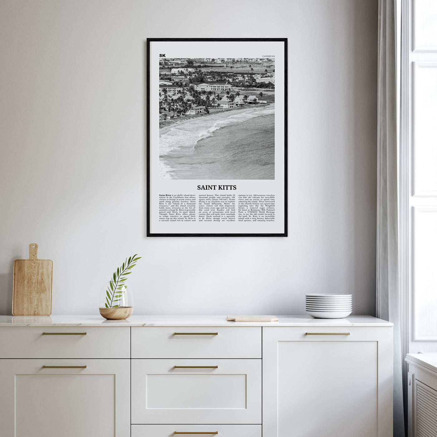Saint Kitts Travel B&W Poster