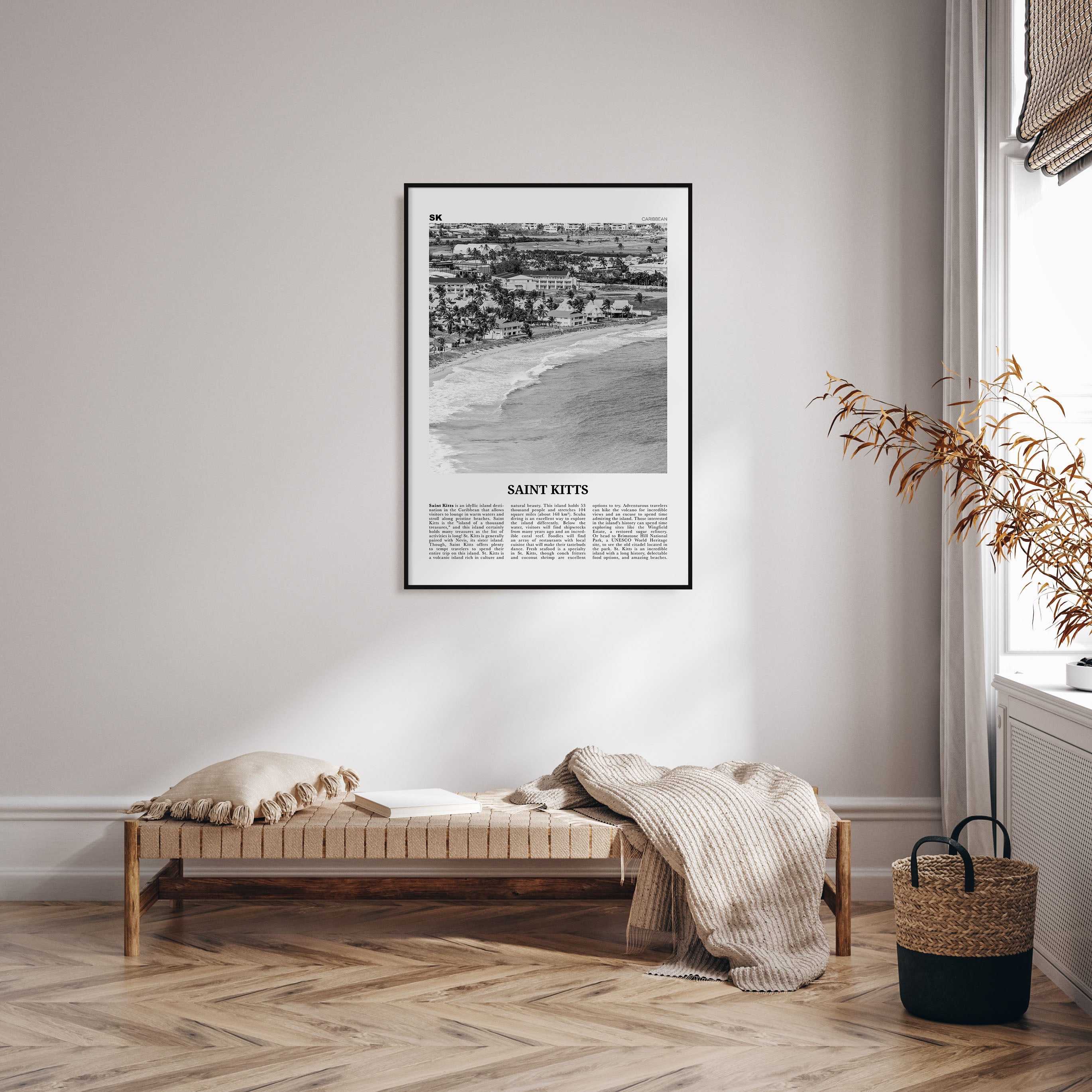 Saint Kitts Travel B&W Poster