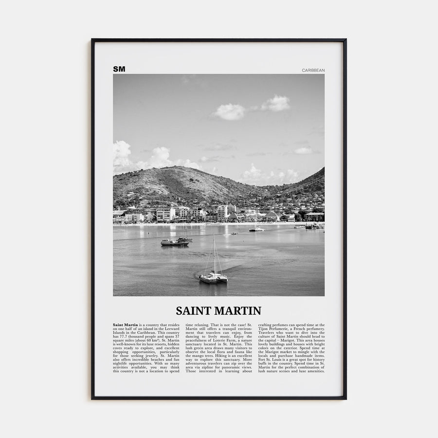 Saint Martin Travel B&W Poster