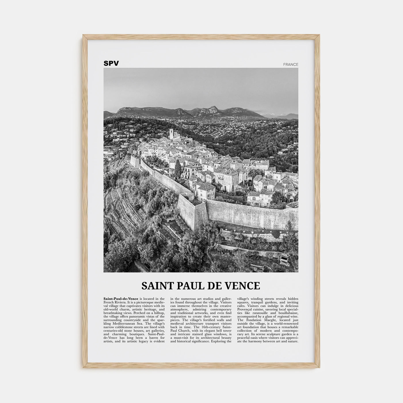 Saint-Paul-de-Vence Travel B&W Poster