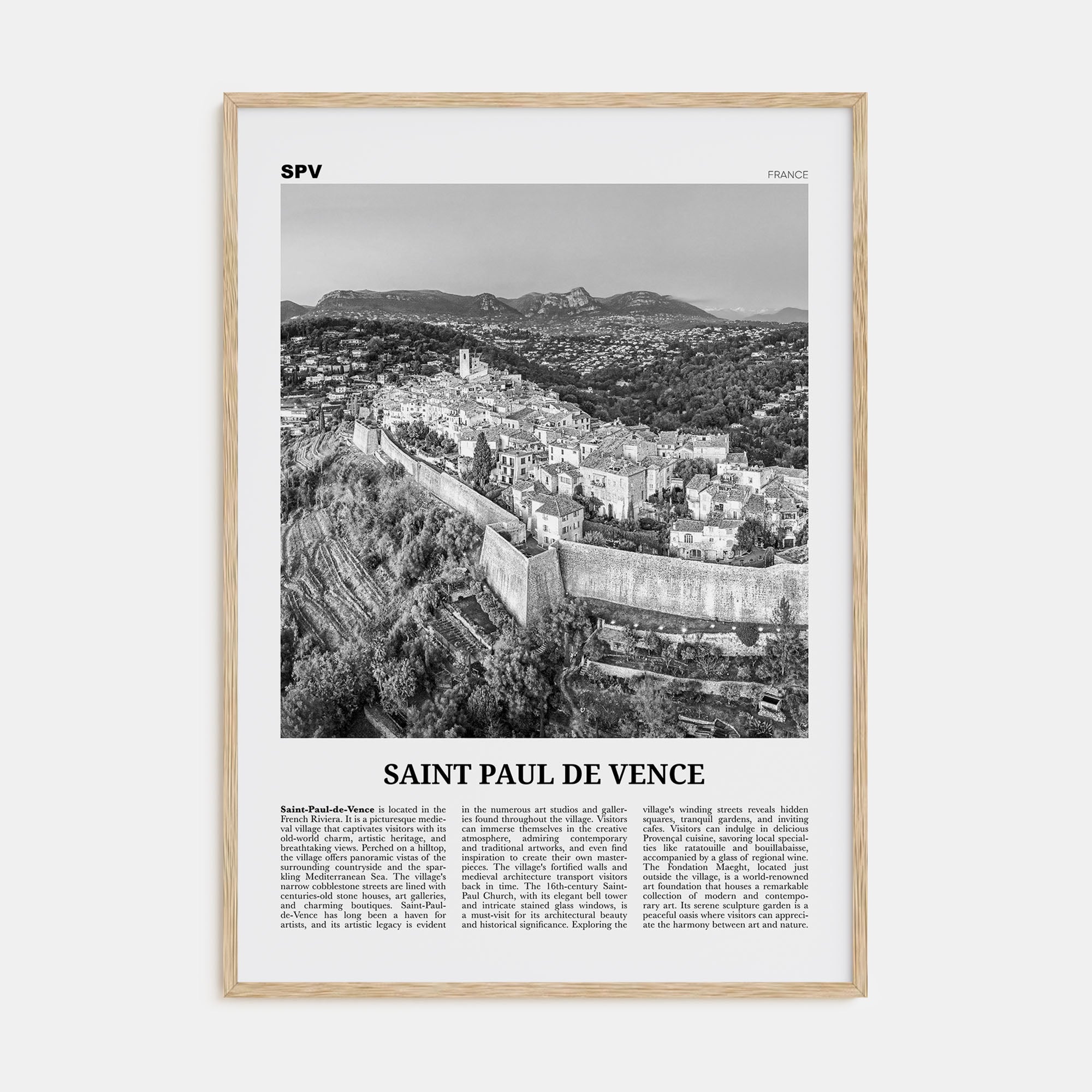 Saint-Paul-de-Vence Travel B&W Poster