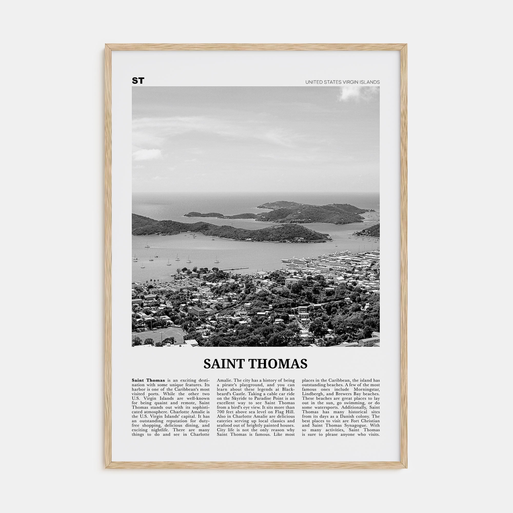 Saint Thomas Travel B&W Poster