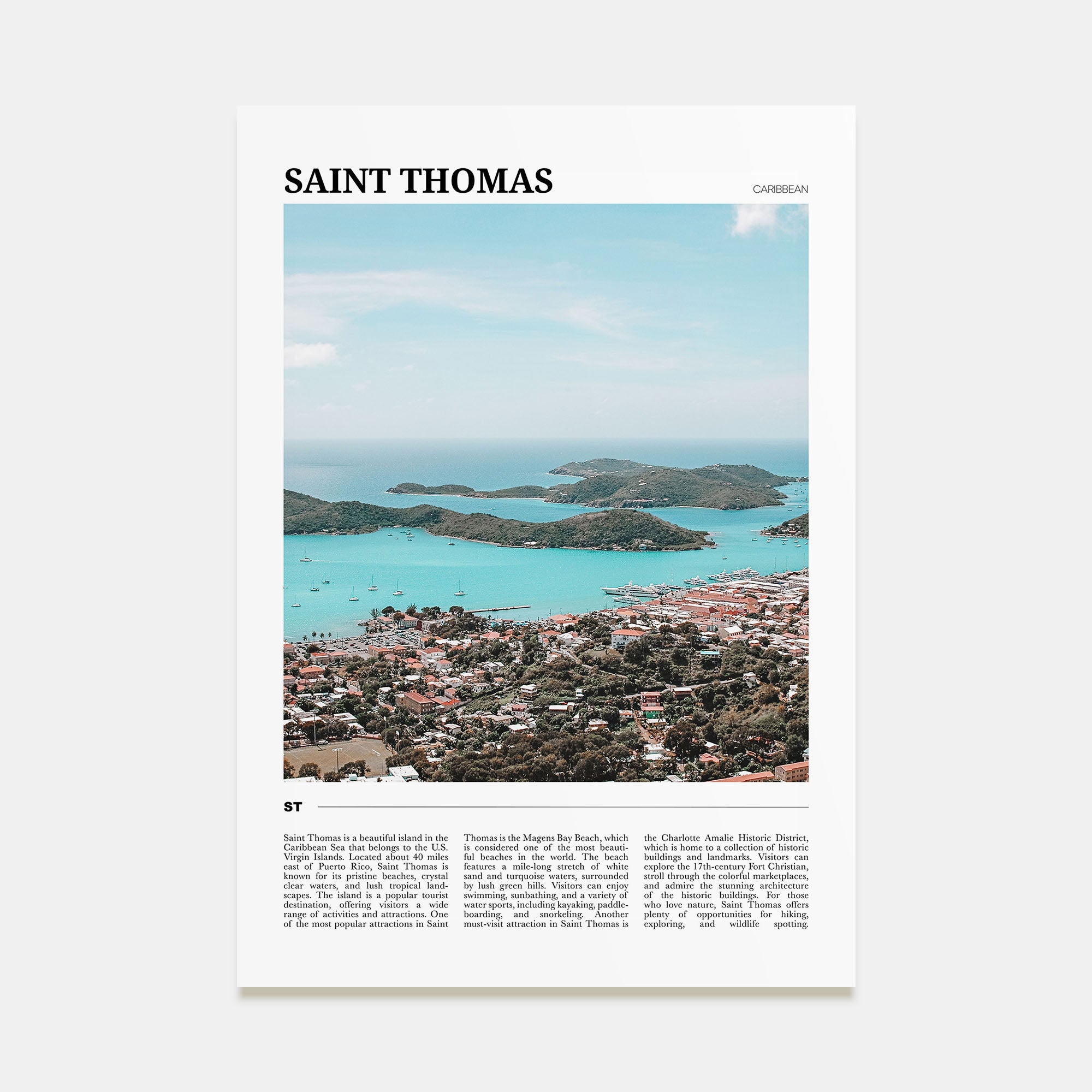 Saint Thomas Travel Color Poster