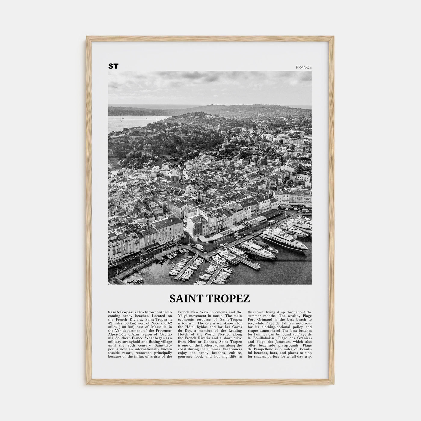 Saint-Tropez Travel B&W Poster