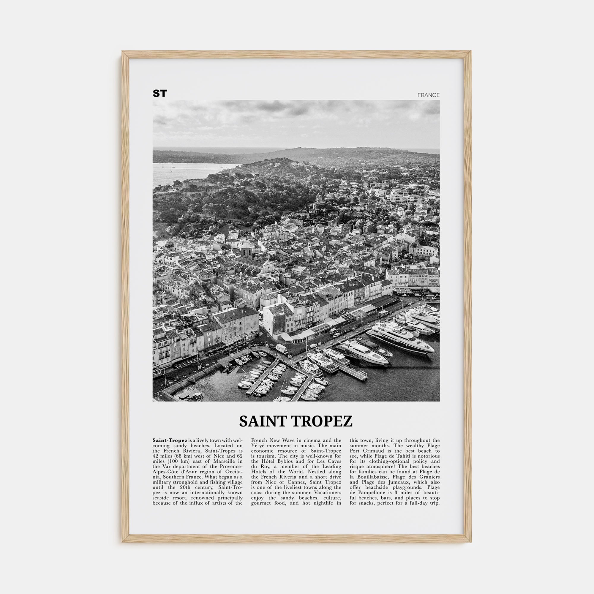 Saint-Tropez Travel B&W Poster