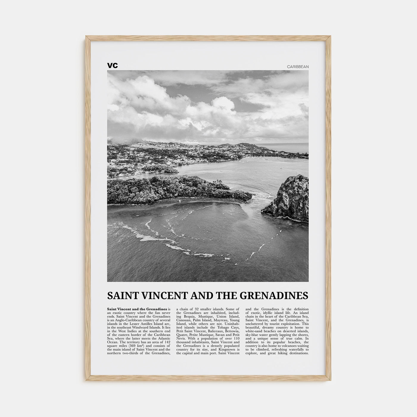 Saint Vincent and the Grenadines Travel B&W Poster