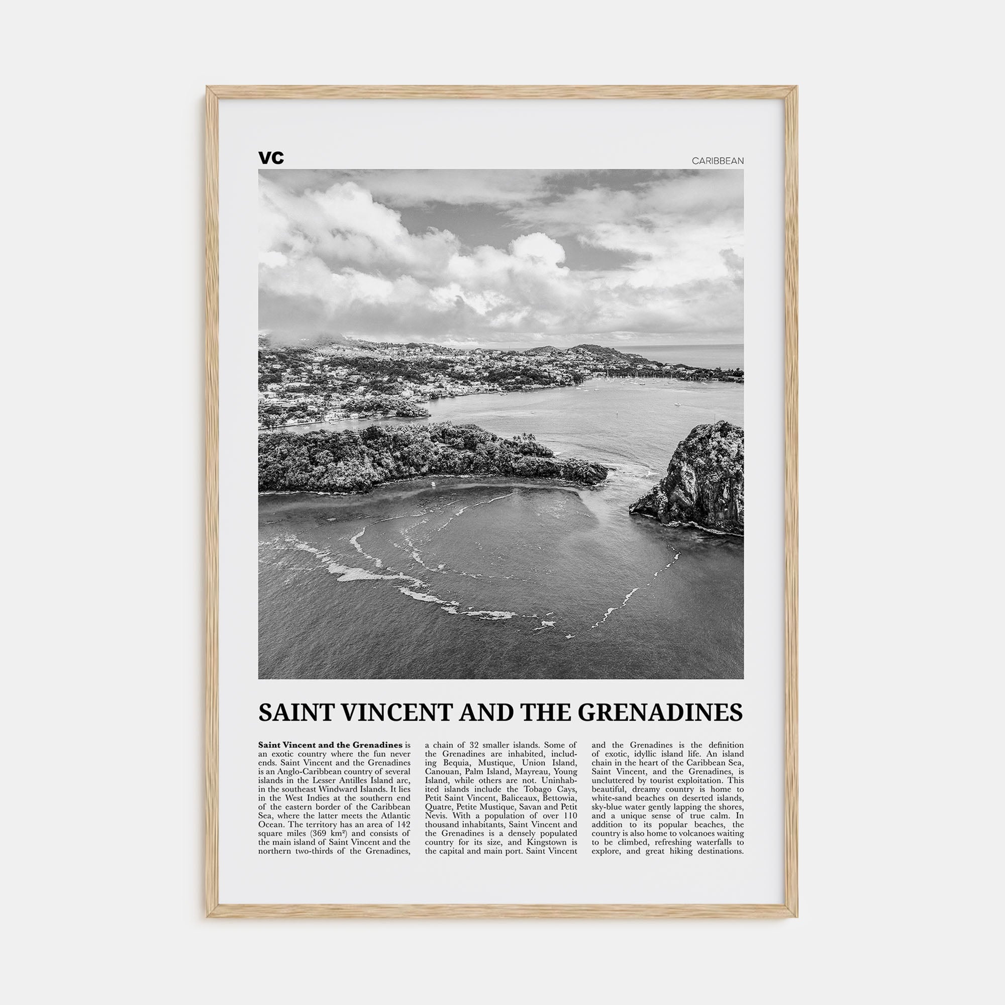 Saint Vincent and the Grenadines Travel B&W Poster
