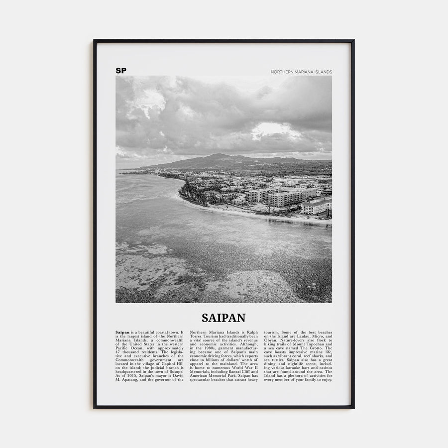 Saipan Travel B&W Poster
