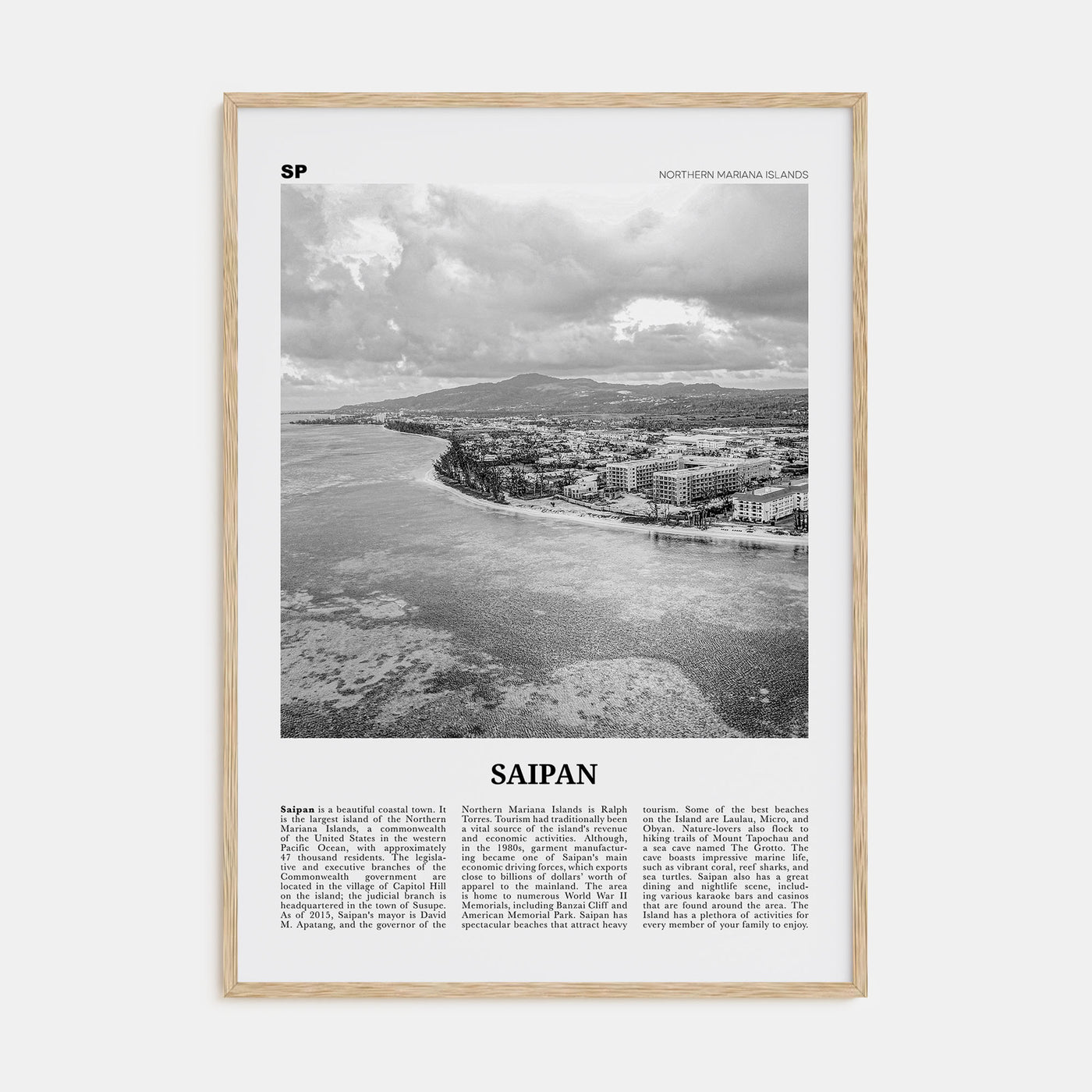Saipan Travel B&W Poster