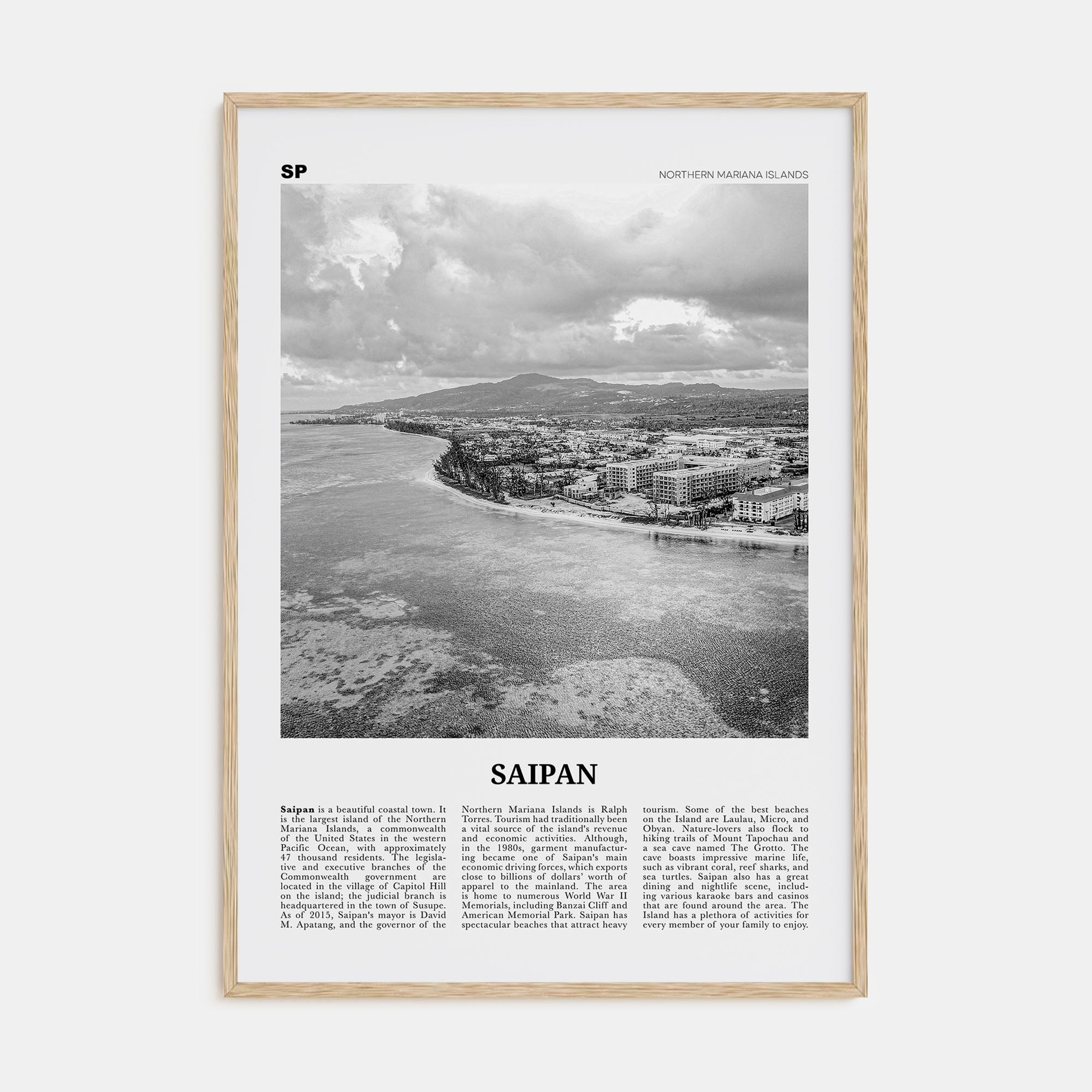 Saipan Travel B&W Poster