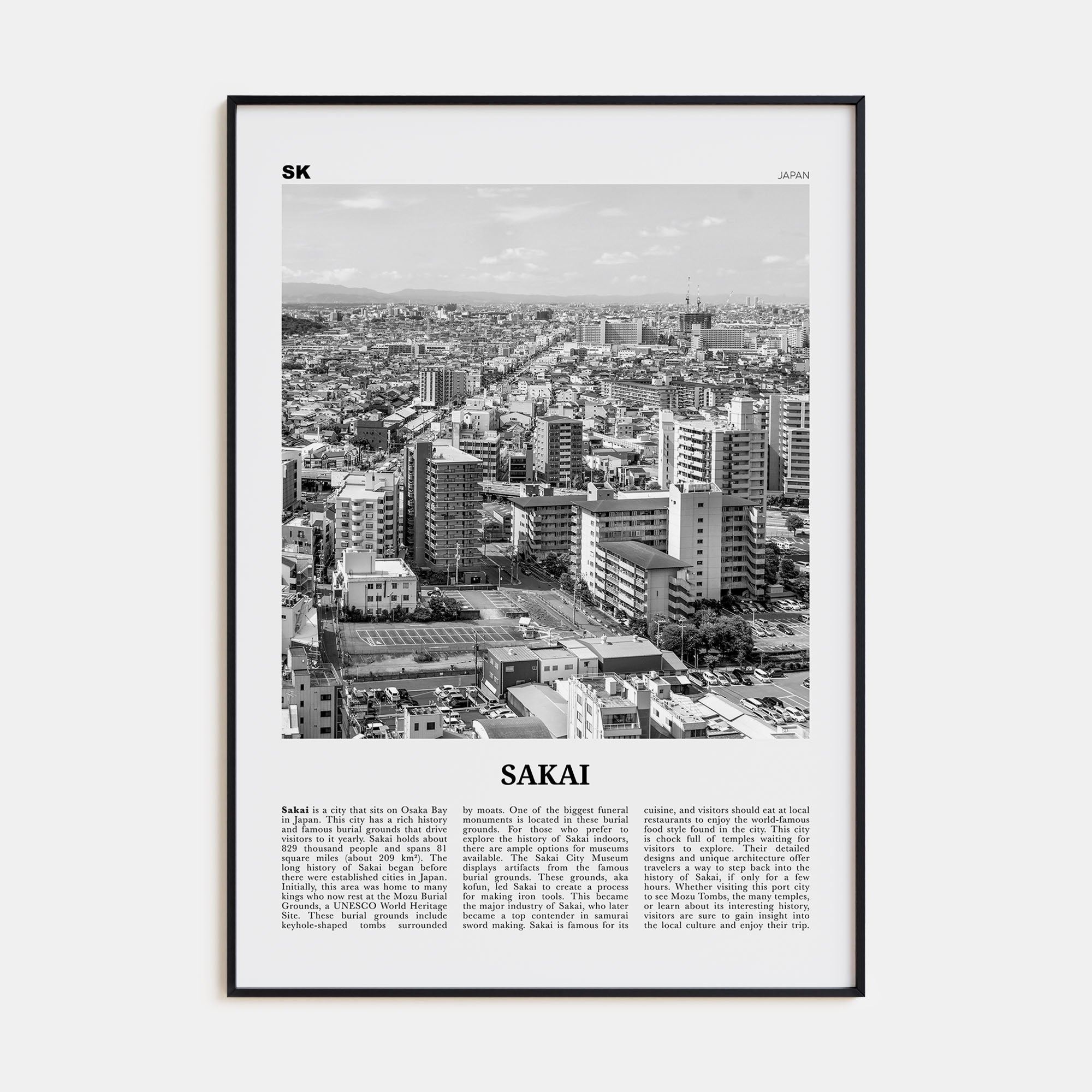 Sakai Travel B&W Poster