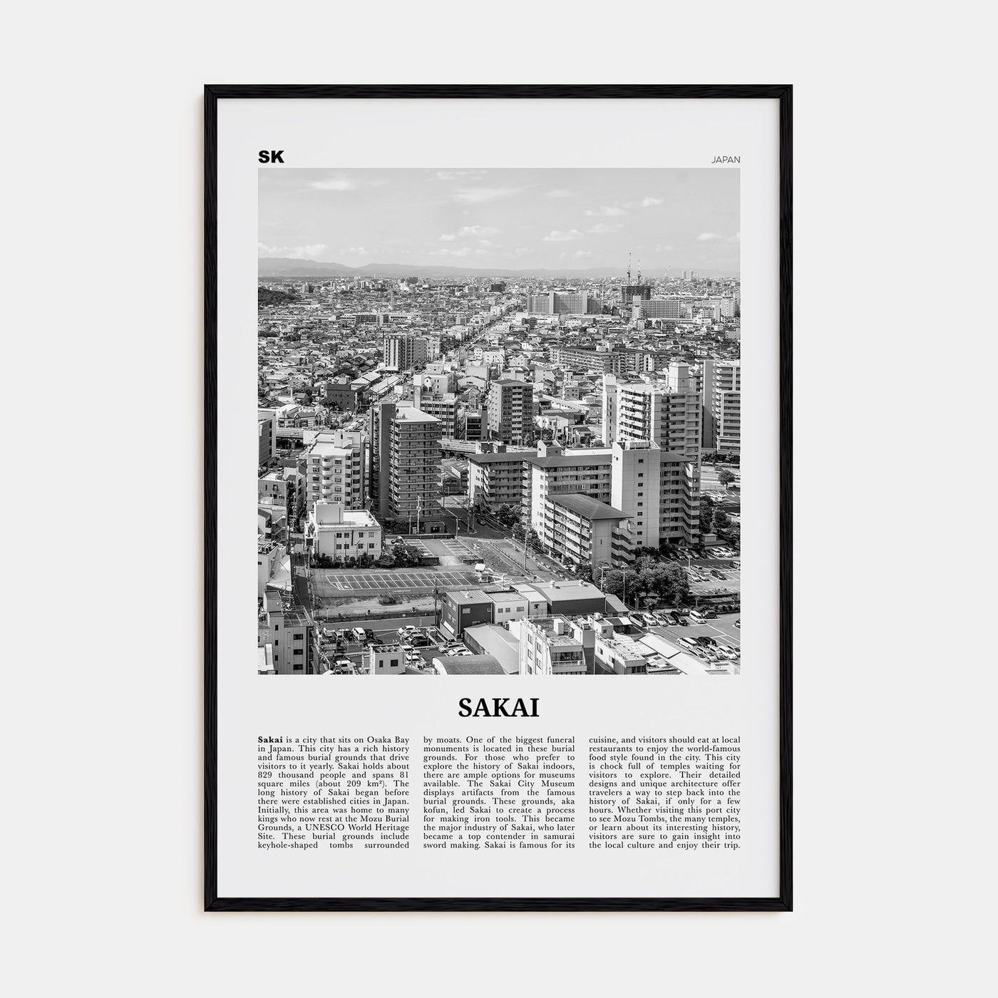 Sakai Travel B&W Poster