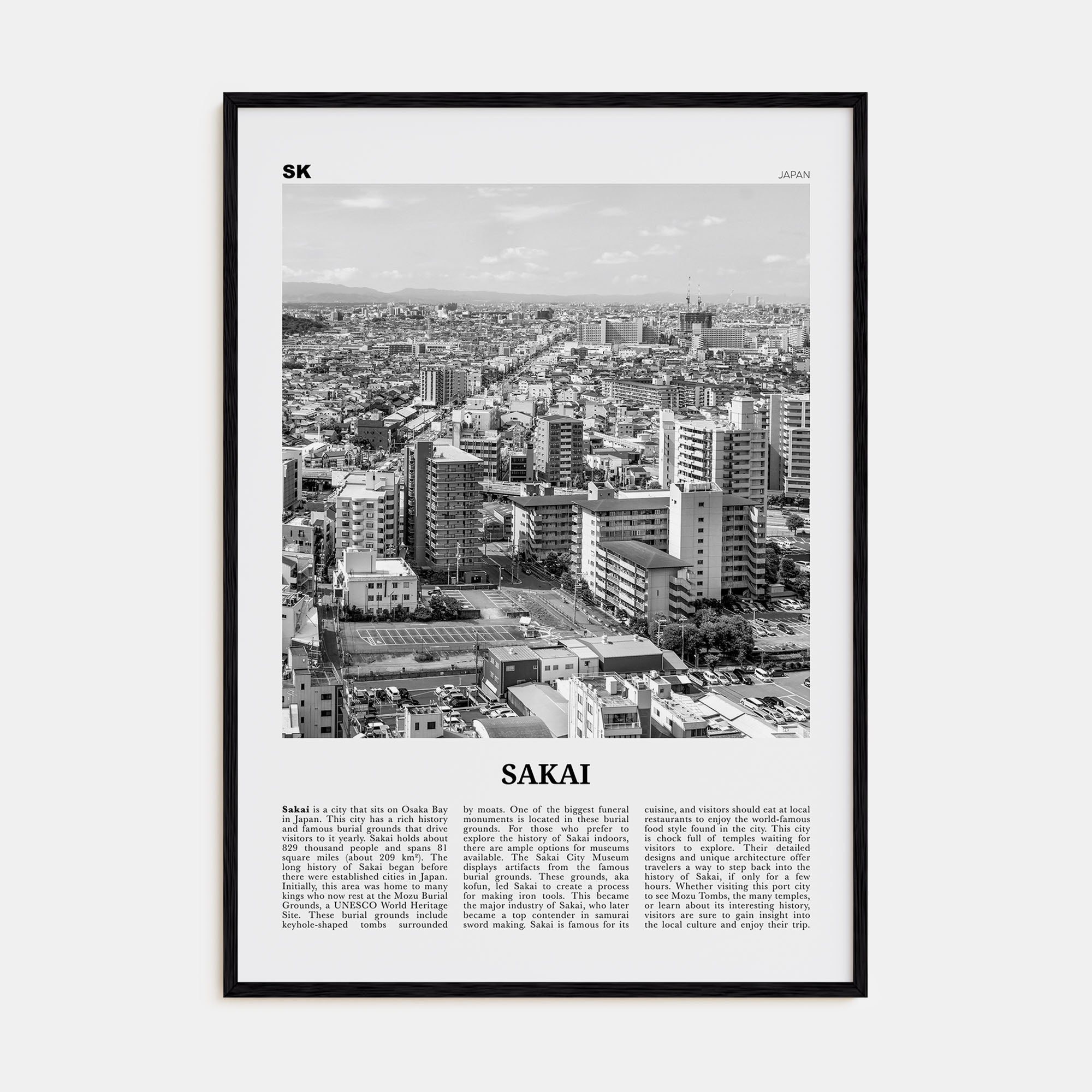 Sakai Travel B&W Poster