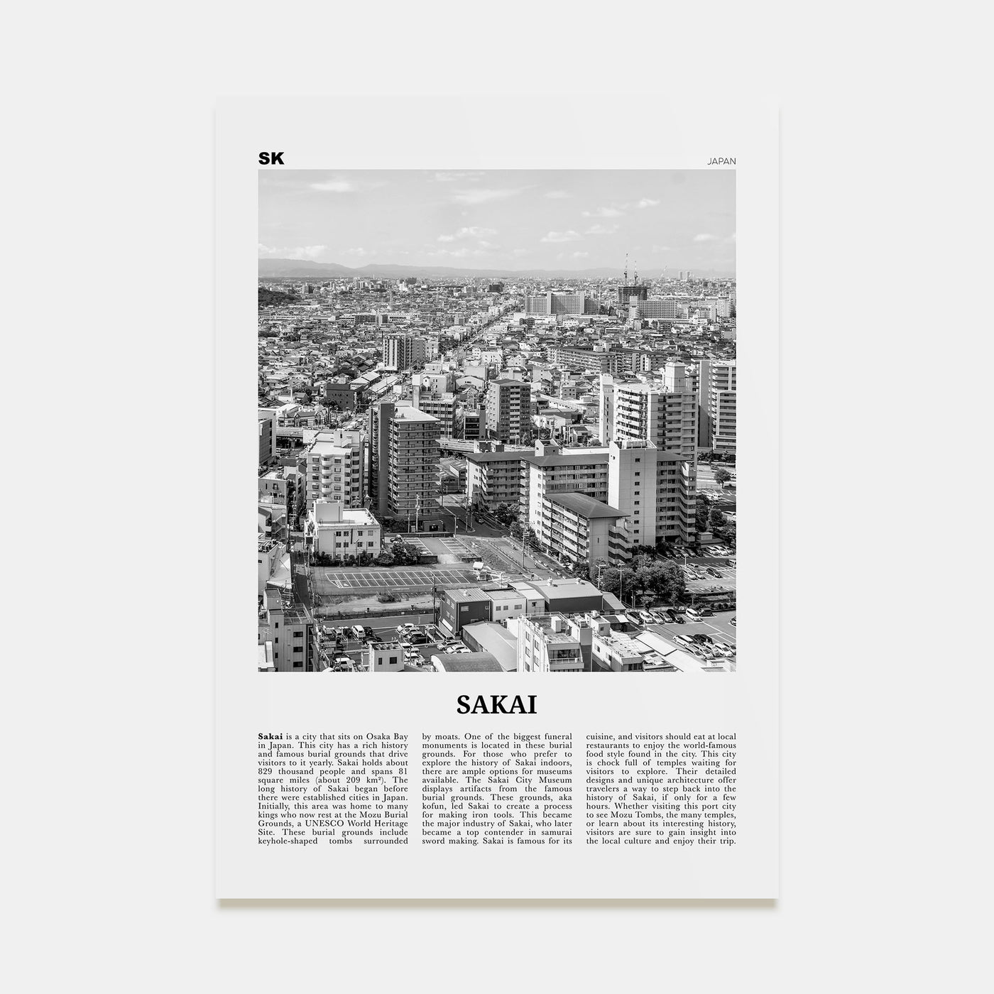 Sakai Travel B&W Poster