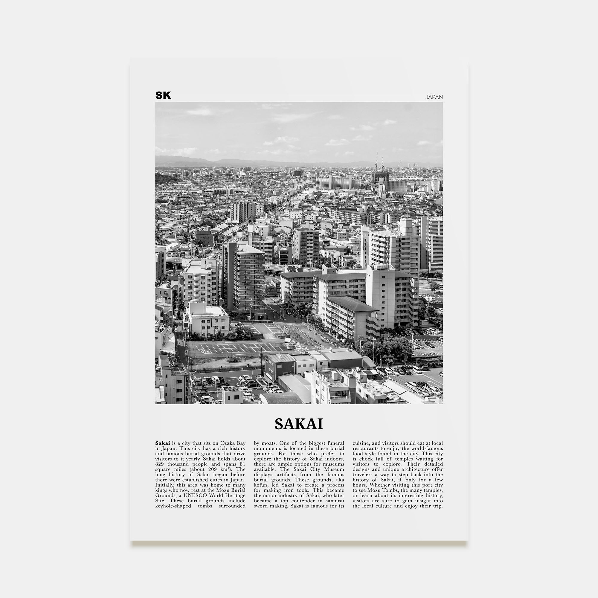 Sakai Travel B&W Poster