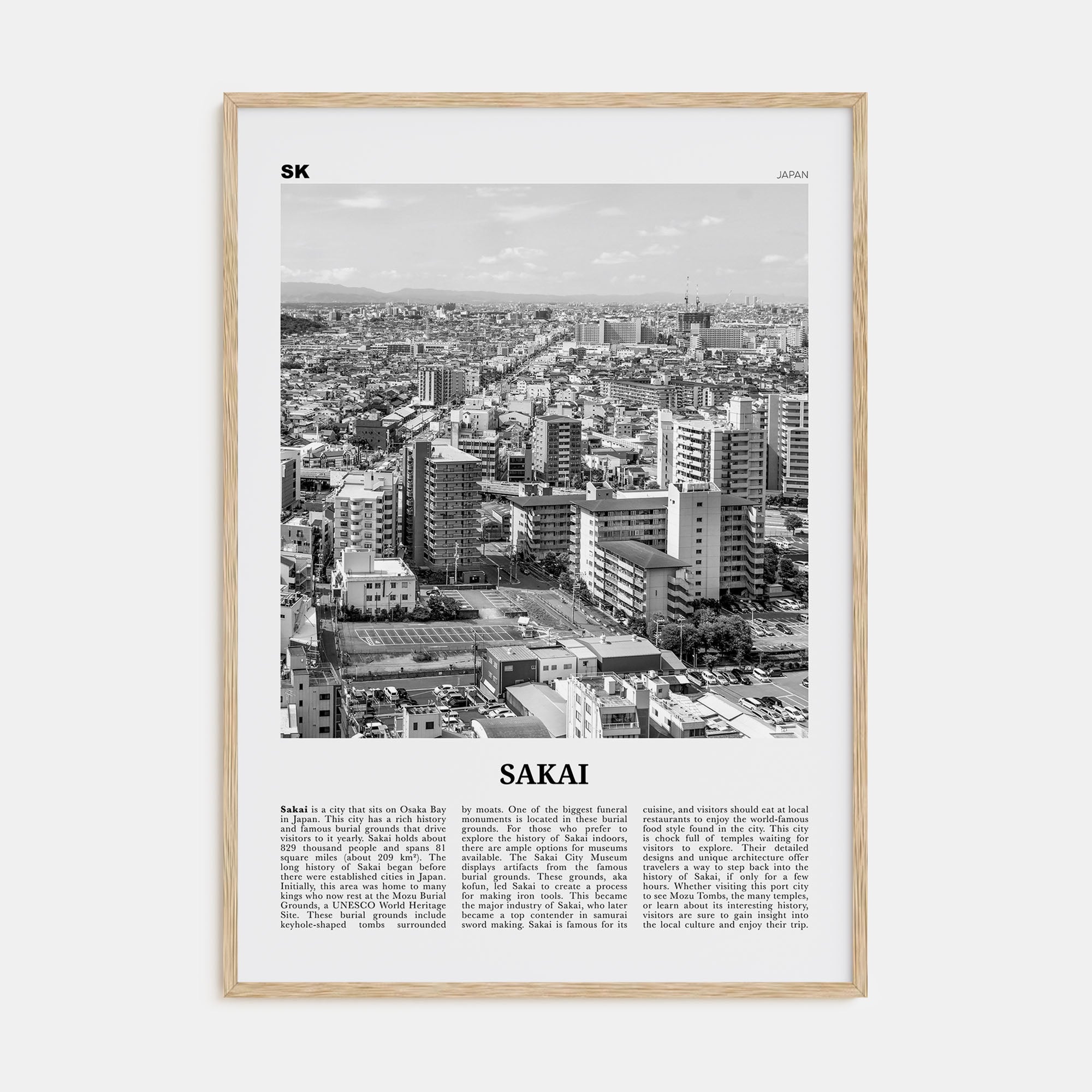 Sakai Travel B&W Poster