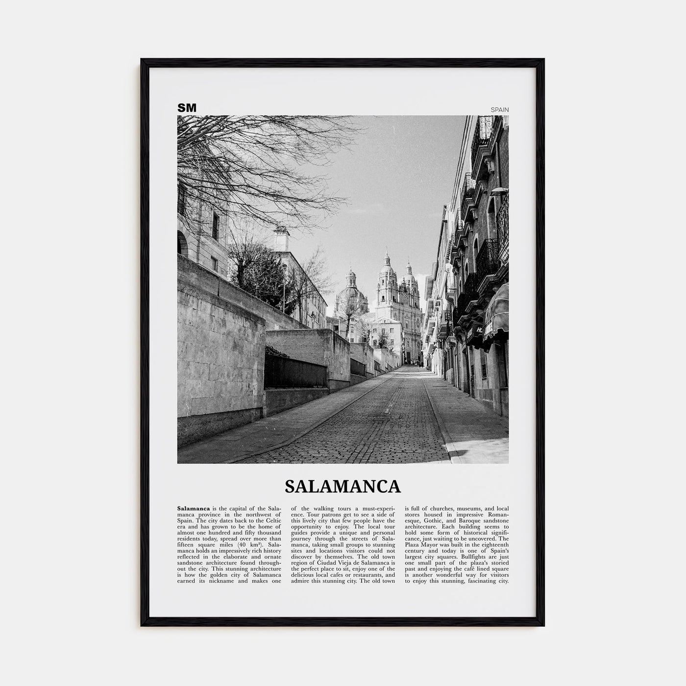 Salamanca Travel B&W Poster