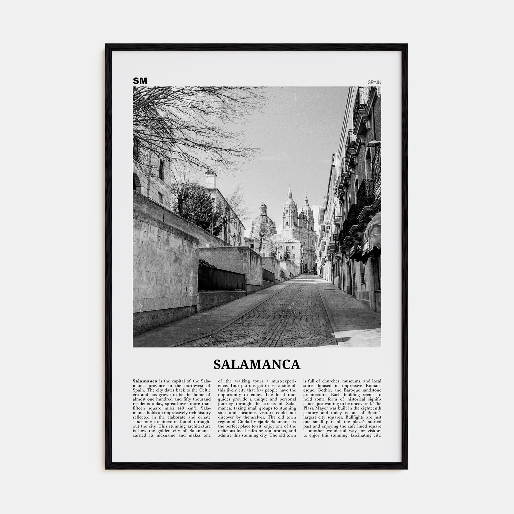 Salamanca Travel B&W Poster