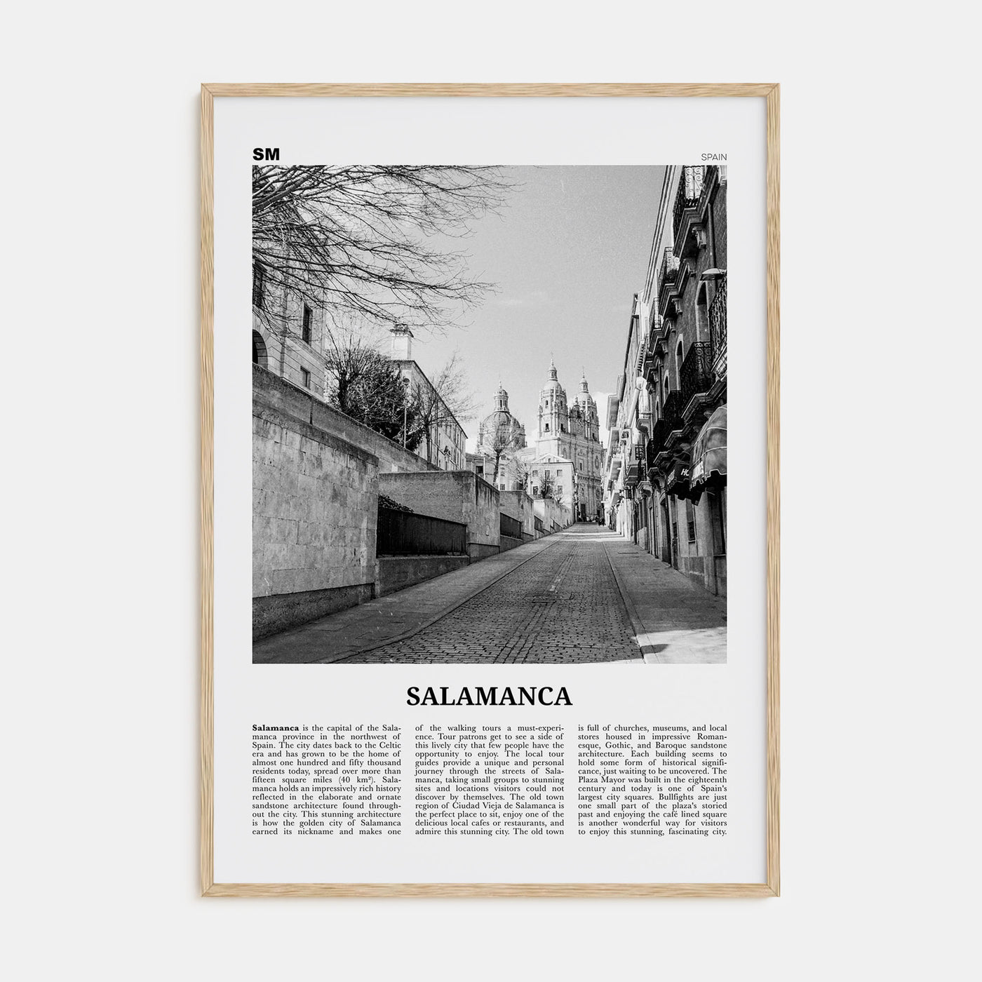 Salamanca Travel B&W Poster