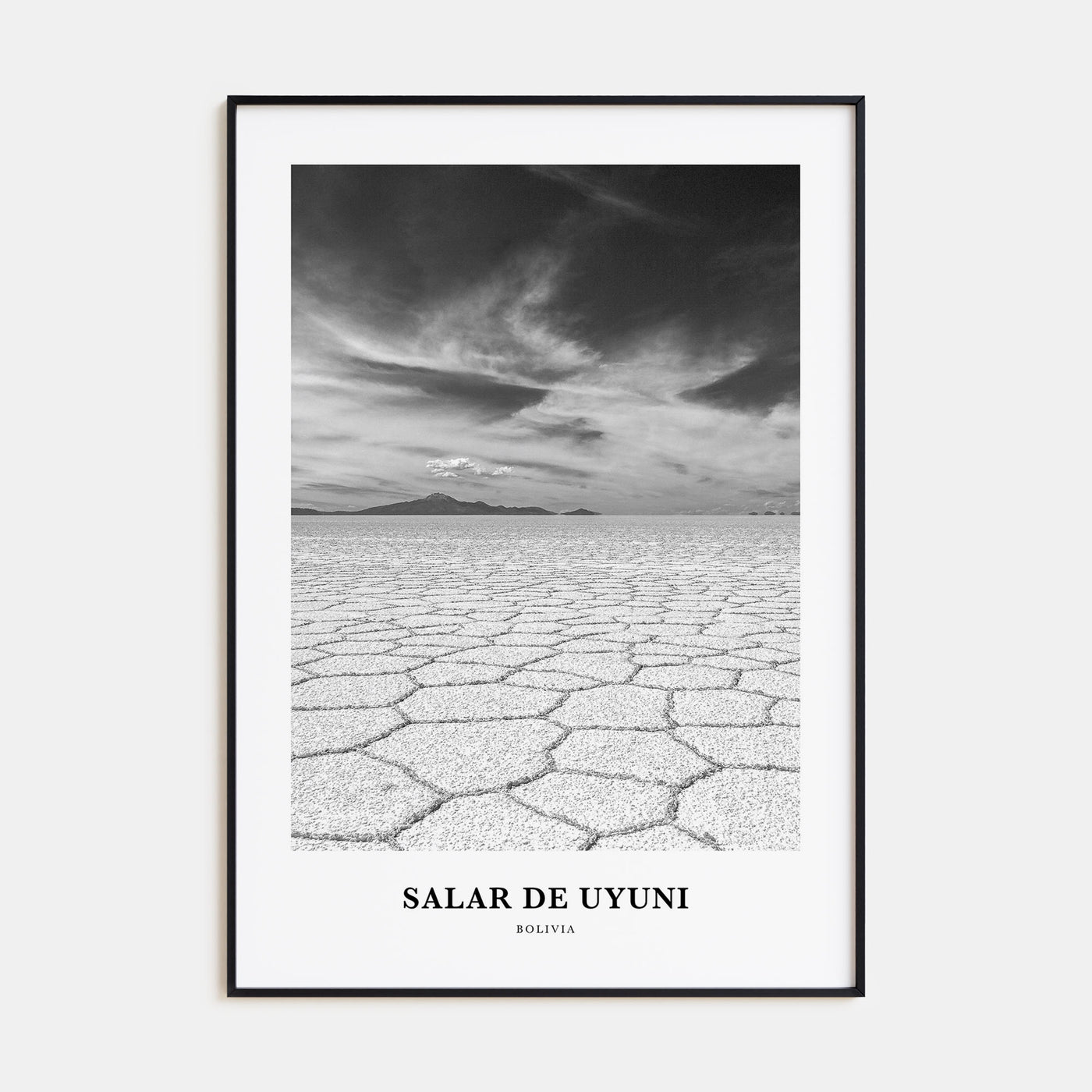 Salar de Uyuni Portrait B&W Poster
