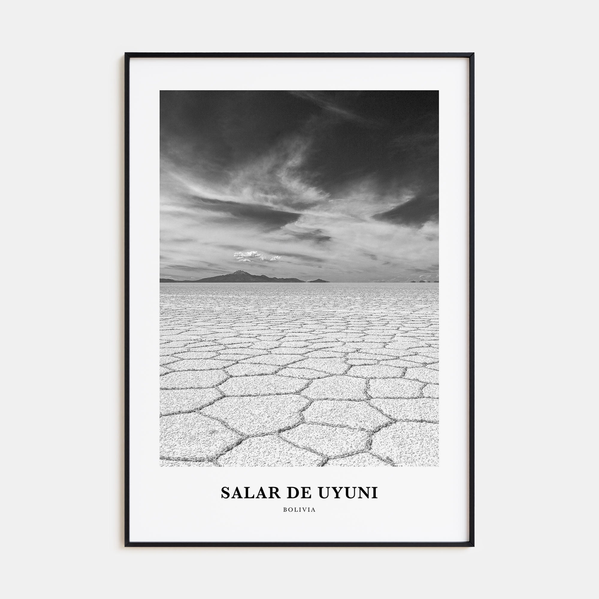 Salar de Uyuni Portrait B&W Poster