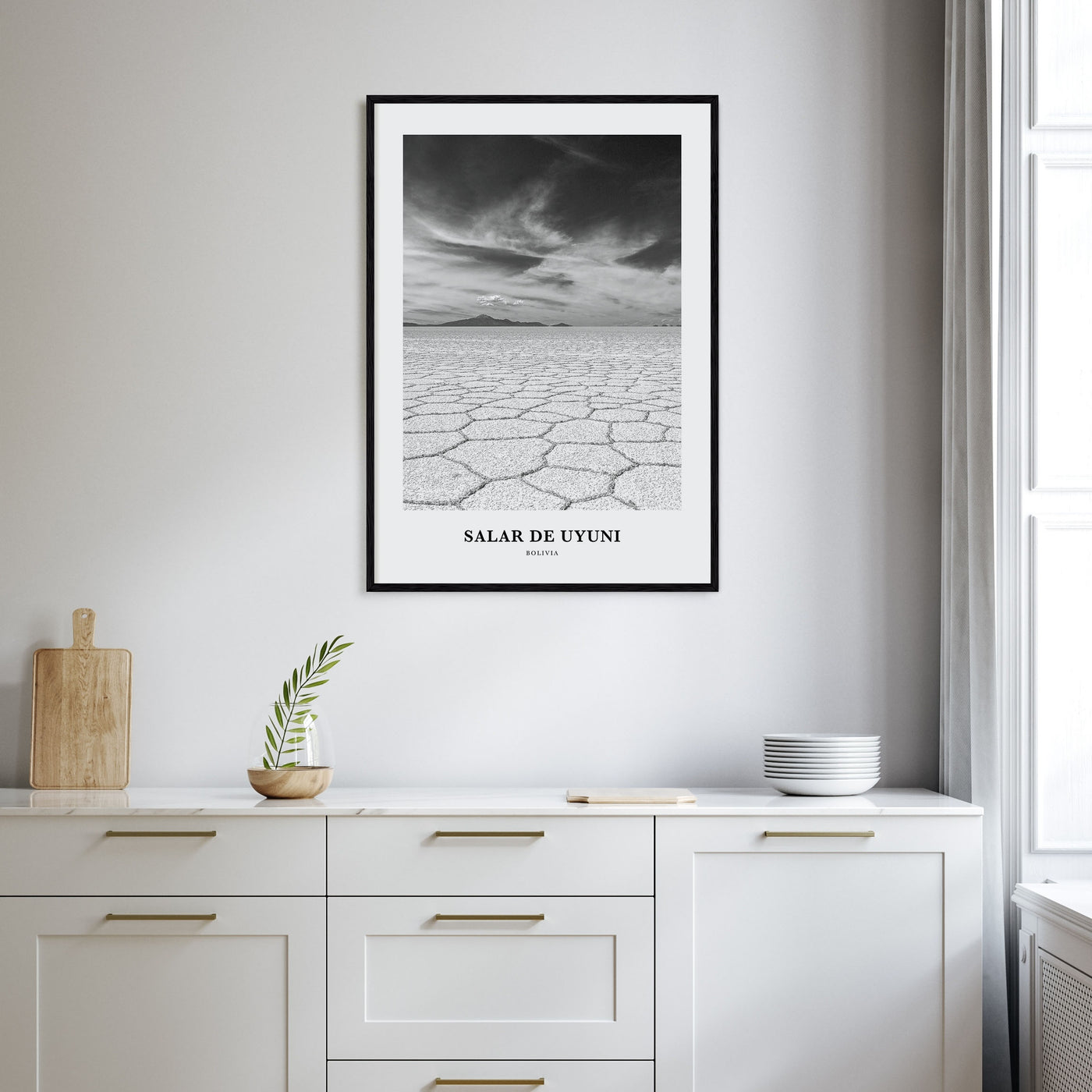 Salar de Uyuni Portrait B&W Poster