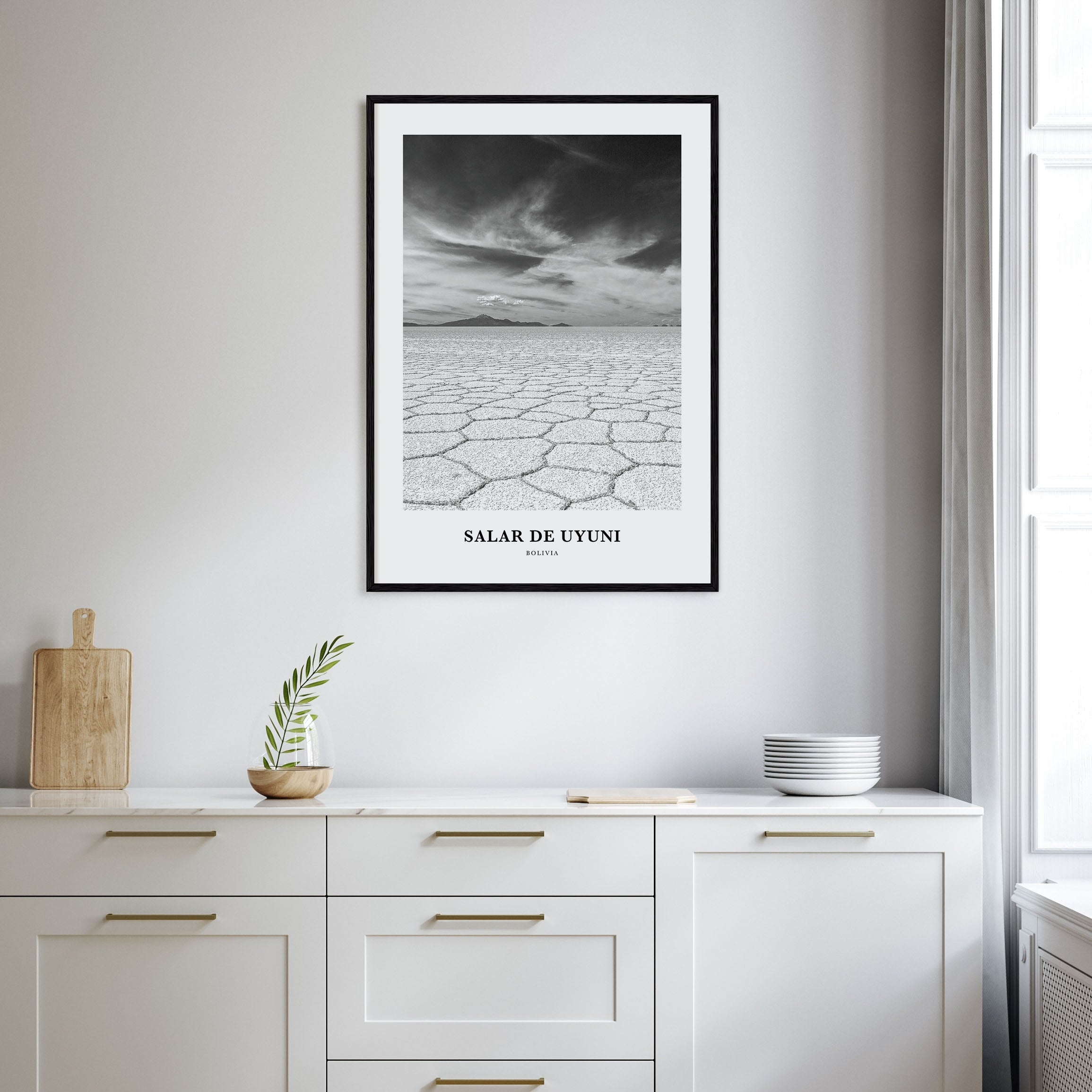 Salar de Uyuni Portrait B&W Poster