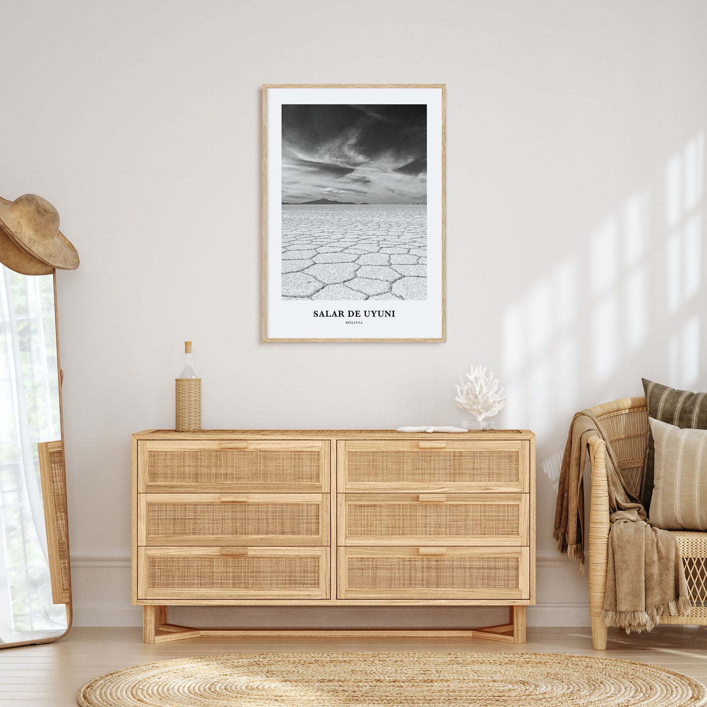 Salar de Uyuni Portrait B&W Poster