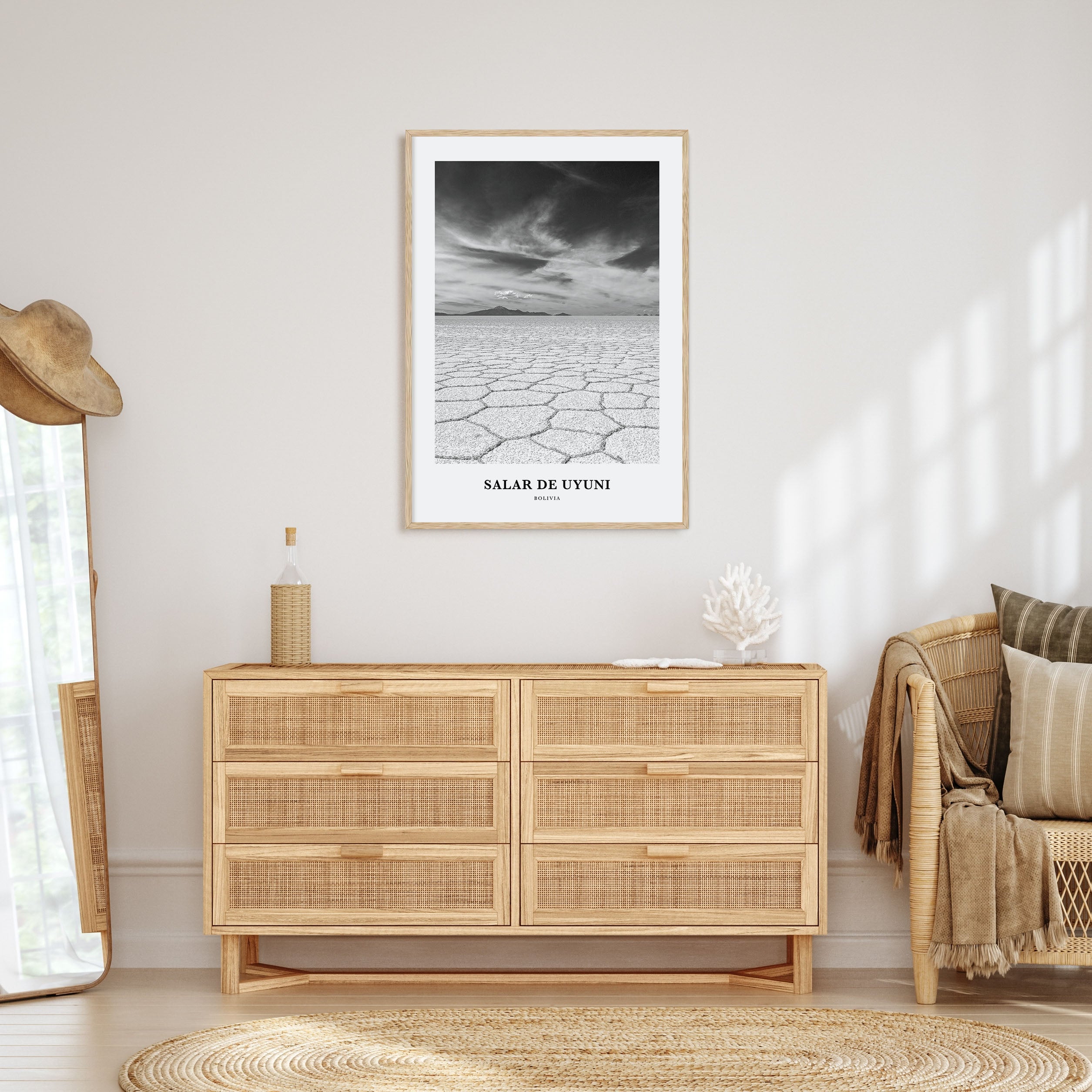 Salar de Uyuni Portrait B&W Poster