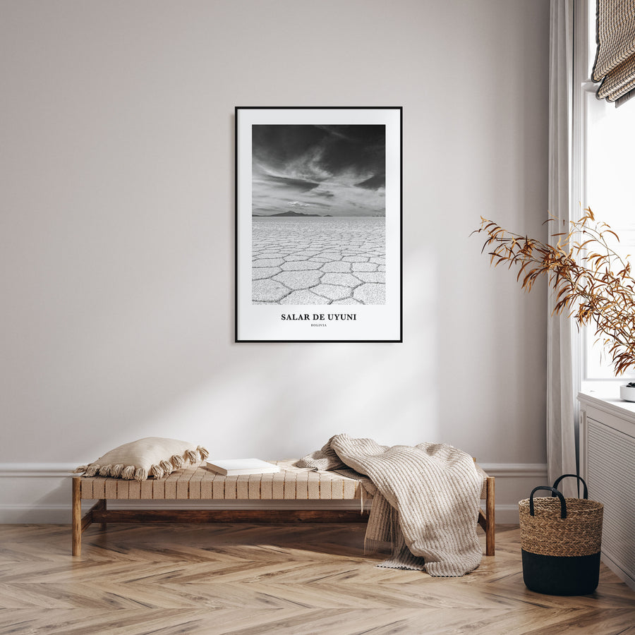 Salar de Uyuni Portrait B&W Poster