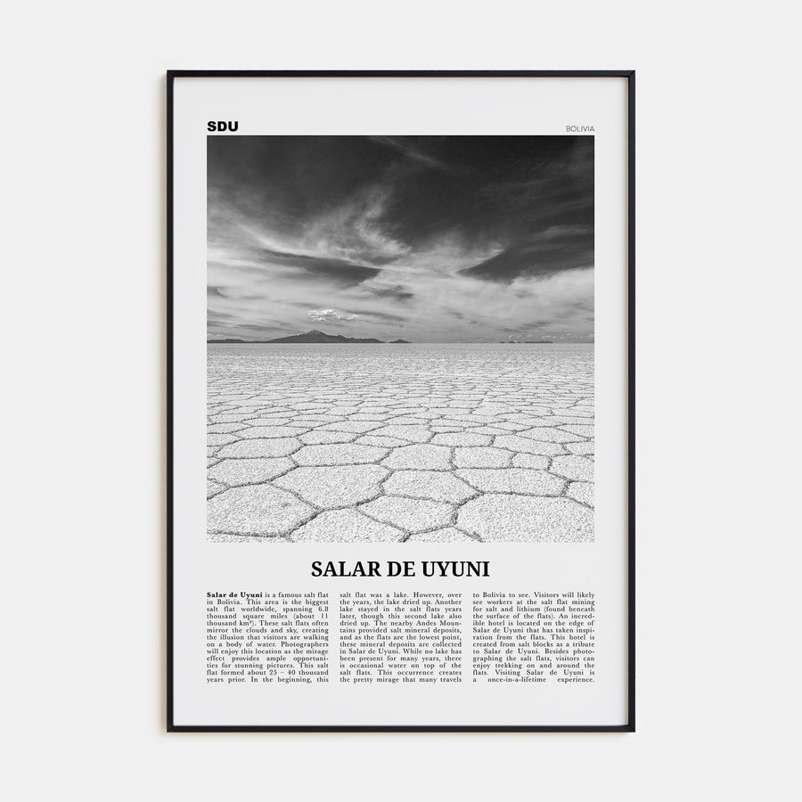 Salar de Uyuni Travel B&W Poster
