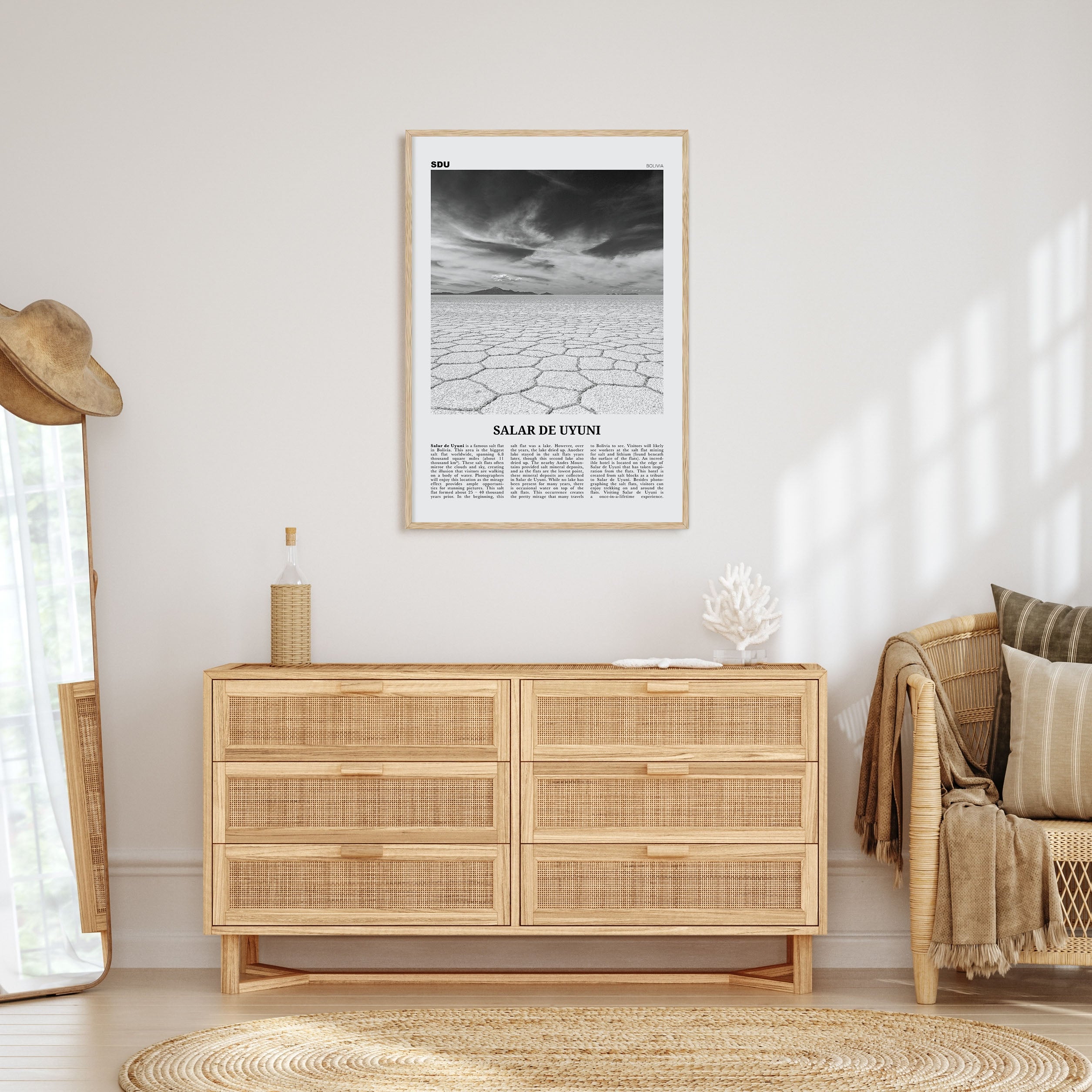 Salar de Uyuni Travel B&W Poster