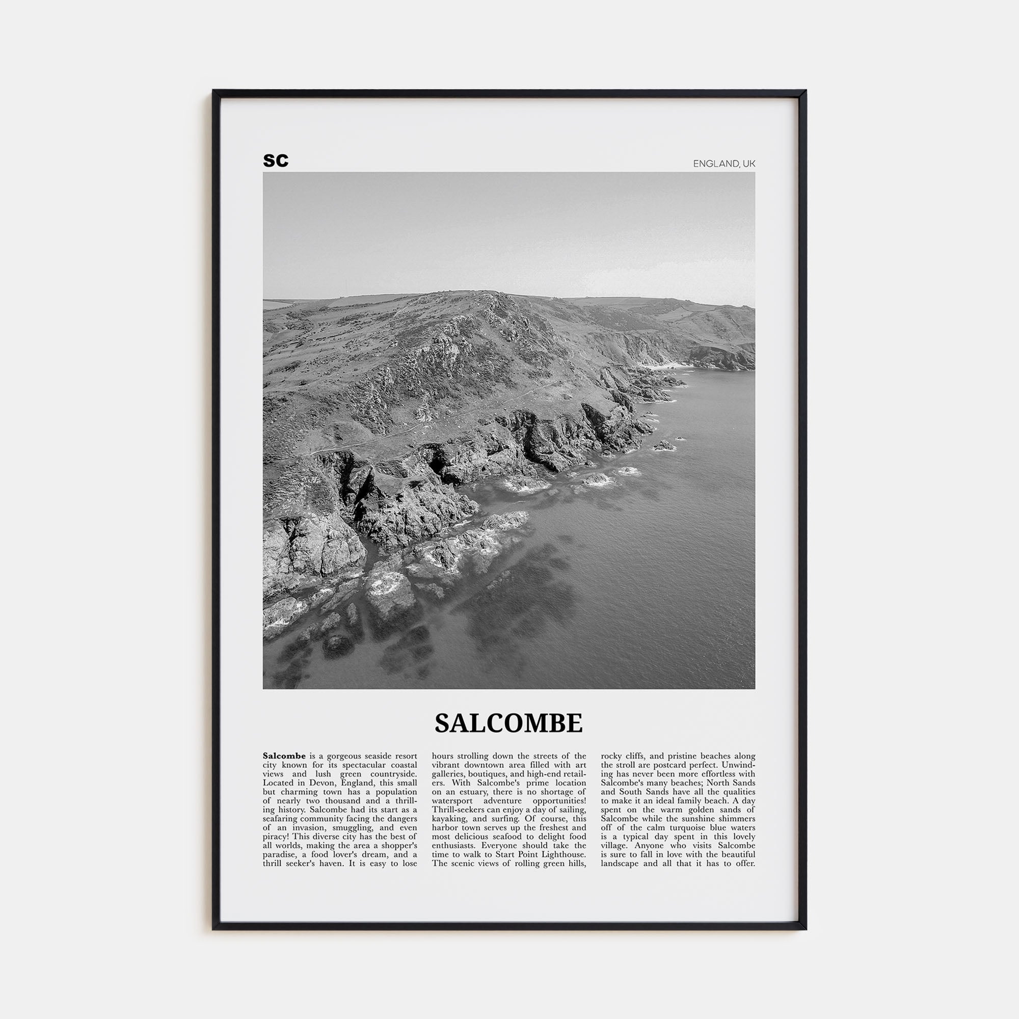 Salcombe Travel B&W Poster
