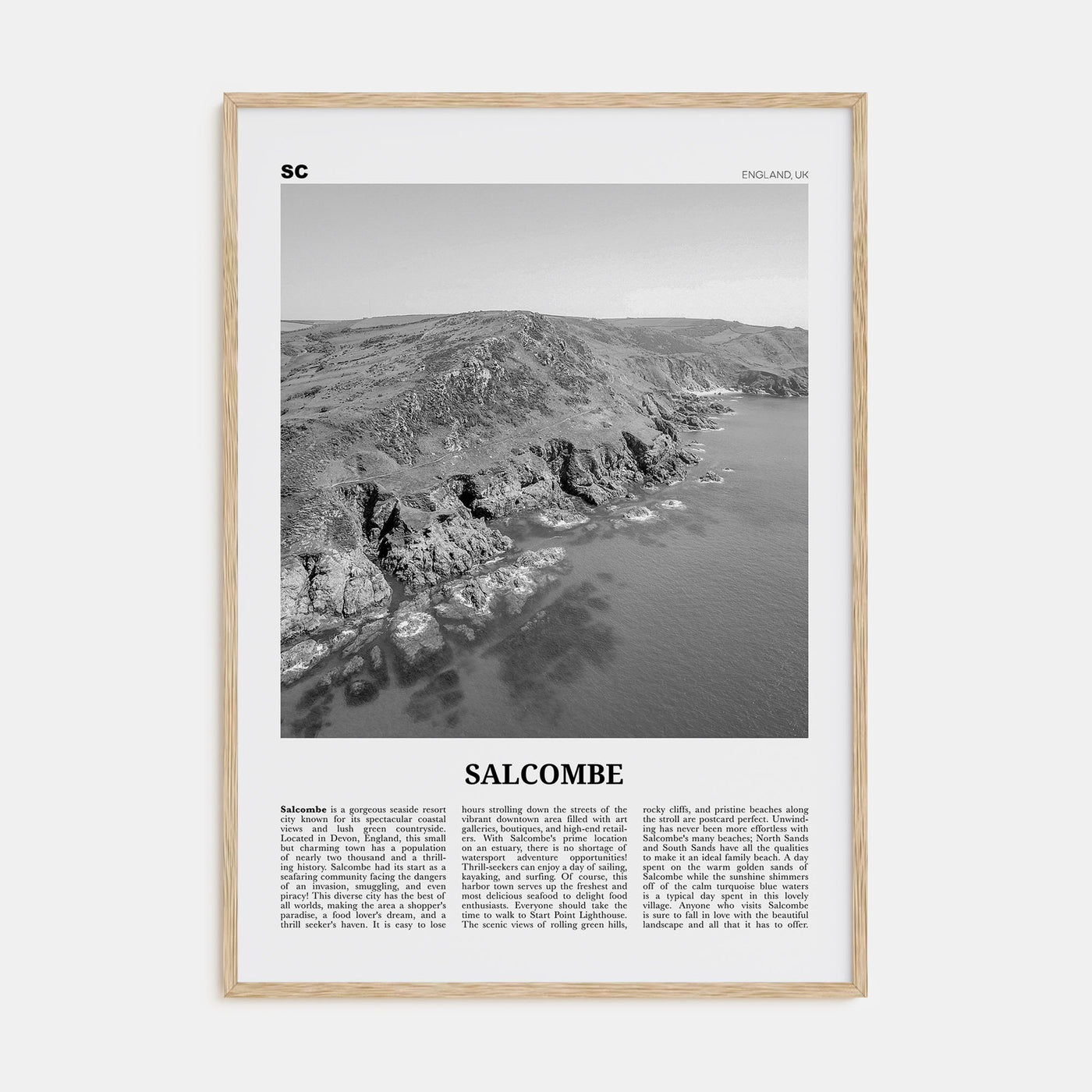 Salcombe Travel B&W Poster