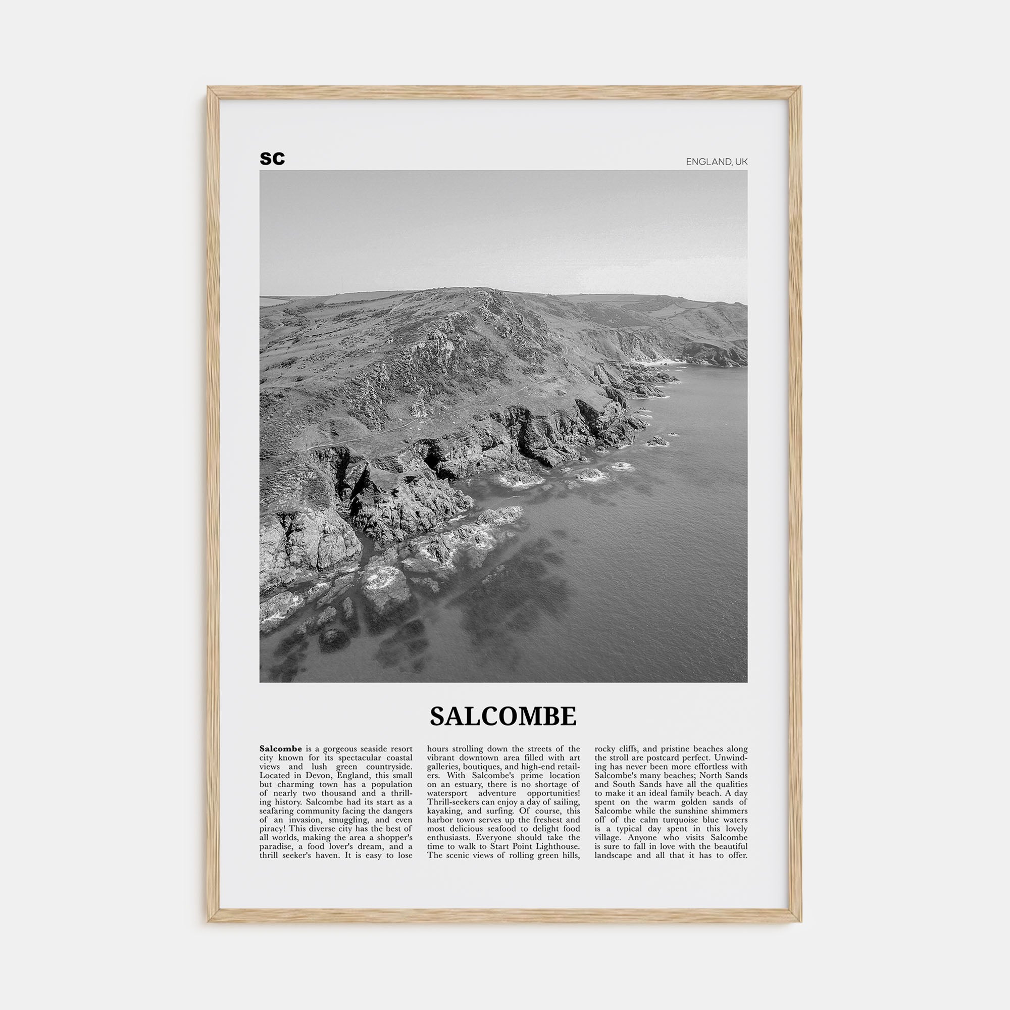 Salcombe Travel B&W Poster