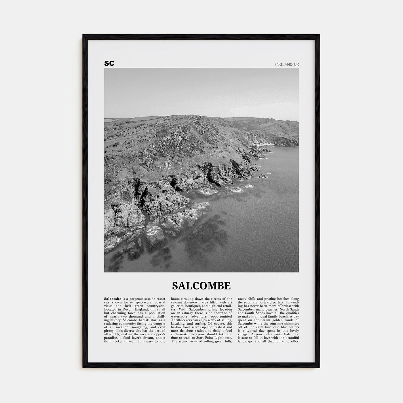 Salcombe Travel B&W Poster