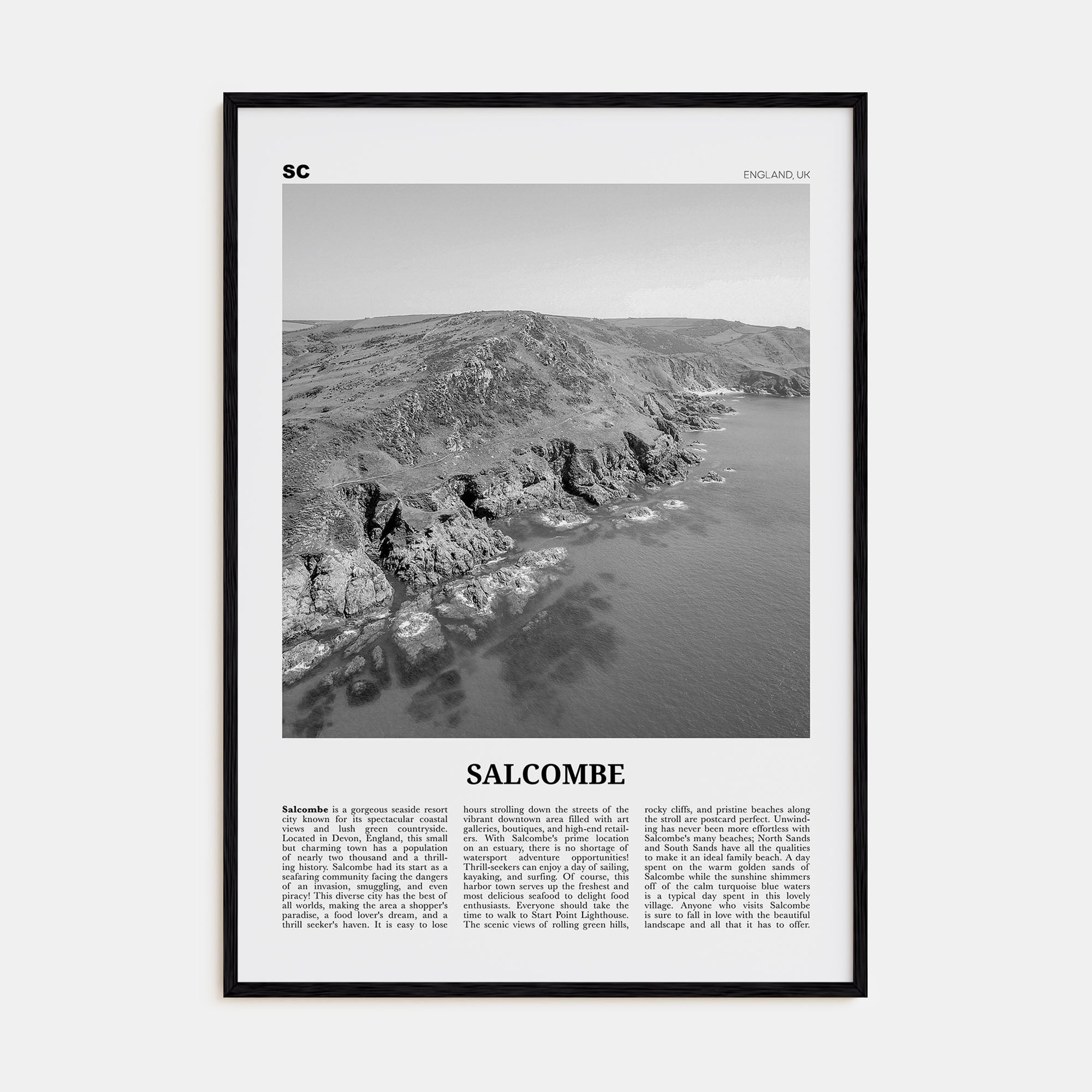 Salcombe Travel B&W Poster