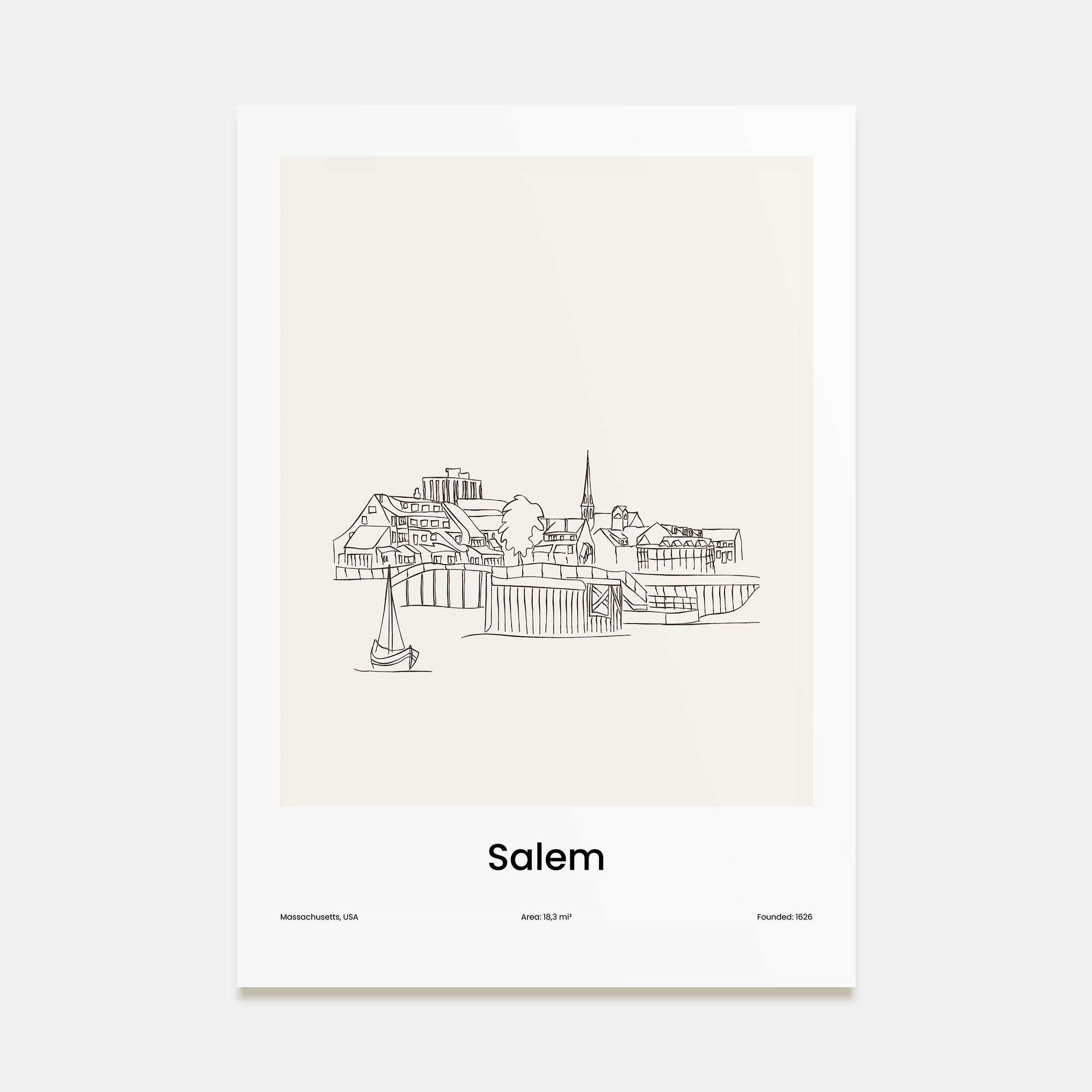 Salem, Massachusetts Drawn Poster