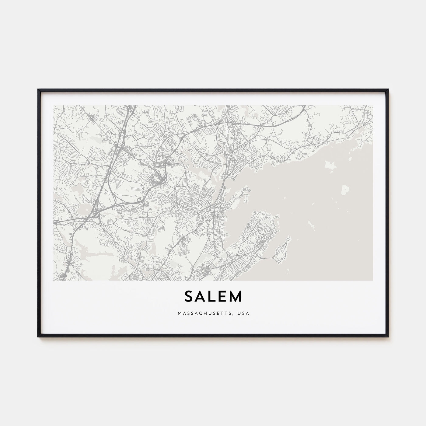 Salem, Massachusetts Map Landscape Poster