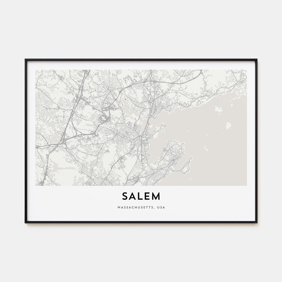 Salem, Massachusetts Map Landscape Poster