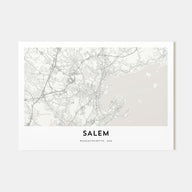 Salem, Massachusetts Map Landscape Poster