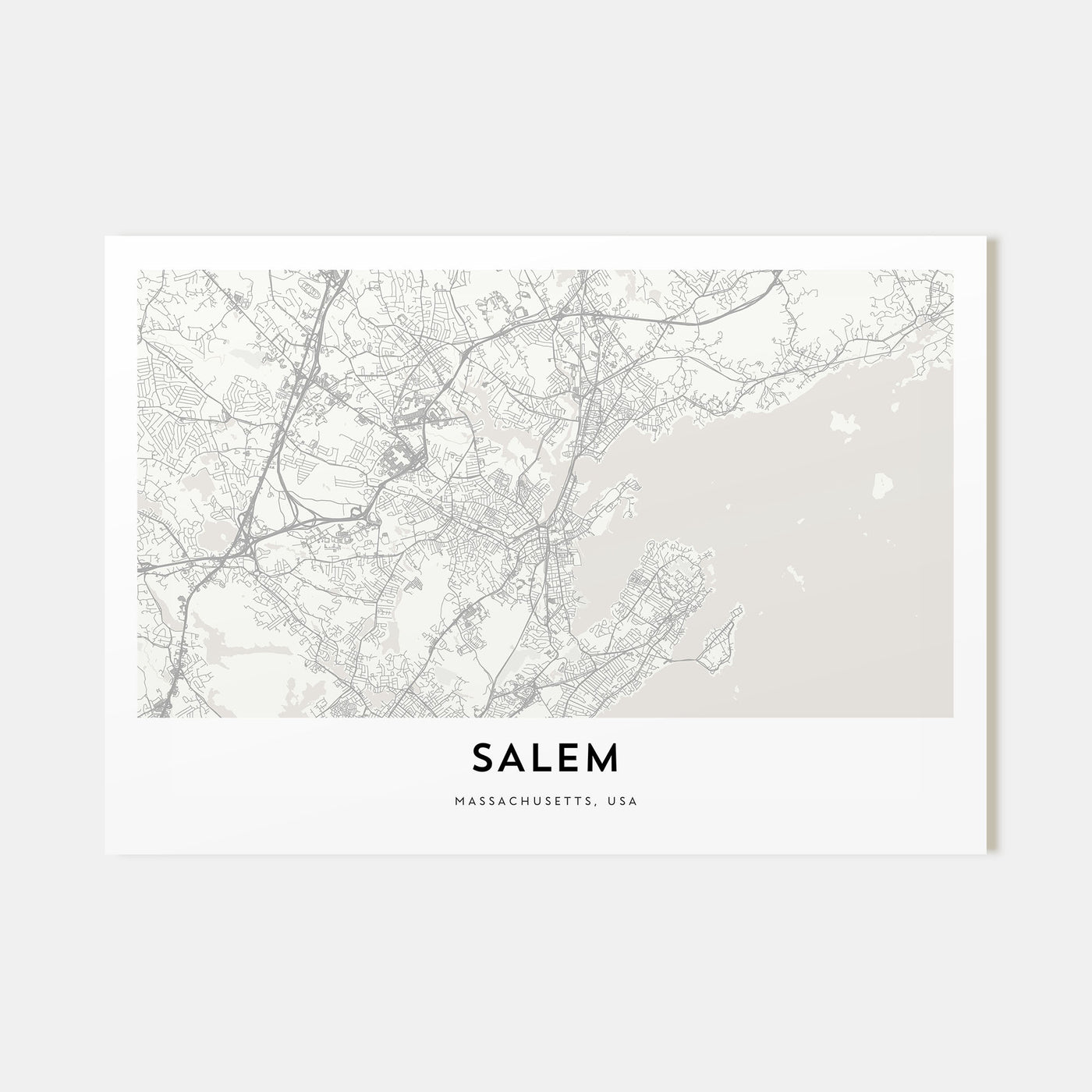 Salem, Massachusetts Map Landscape Poster
