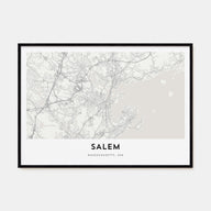Salem, Massachusetts Map Landscape Poster