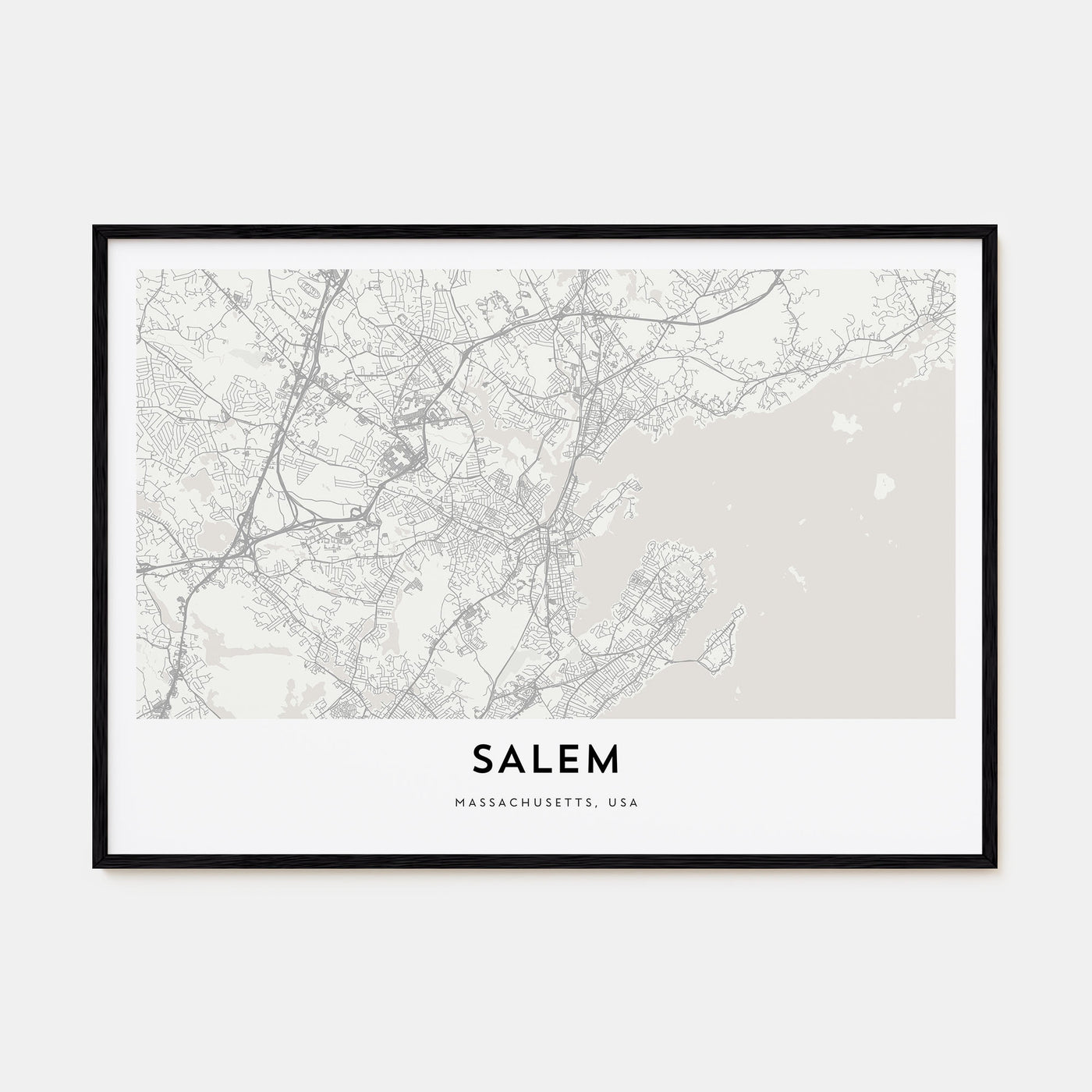 Salem, Massachusetts Map Landscape Poster